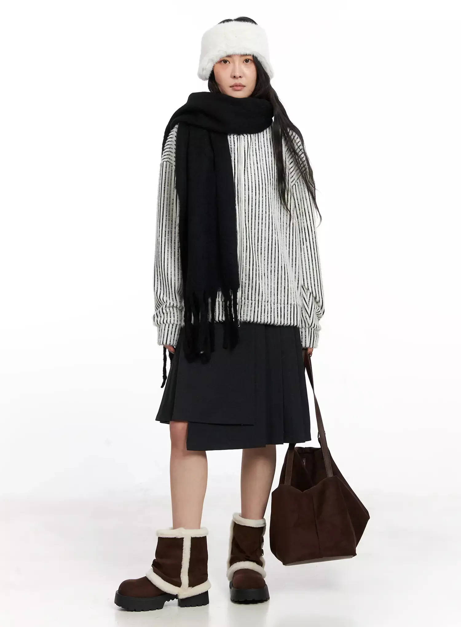 Textured Striped Zip-Up Sweater IN528 - Image 12