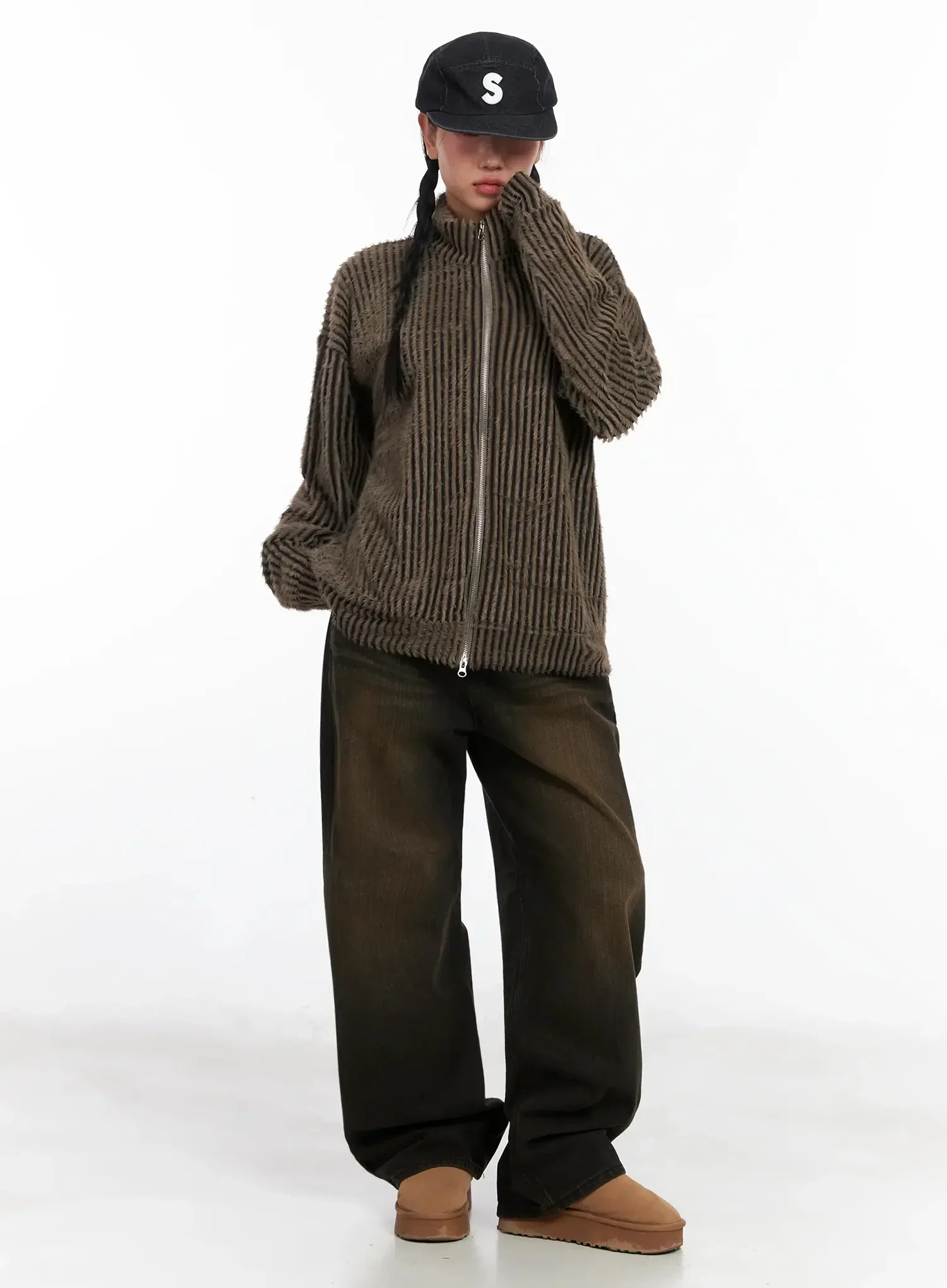 Textured Striped Zip-Up Sweater IN528 - Image 14