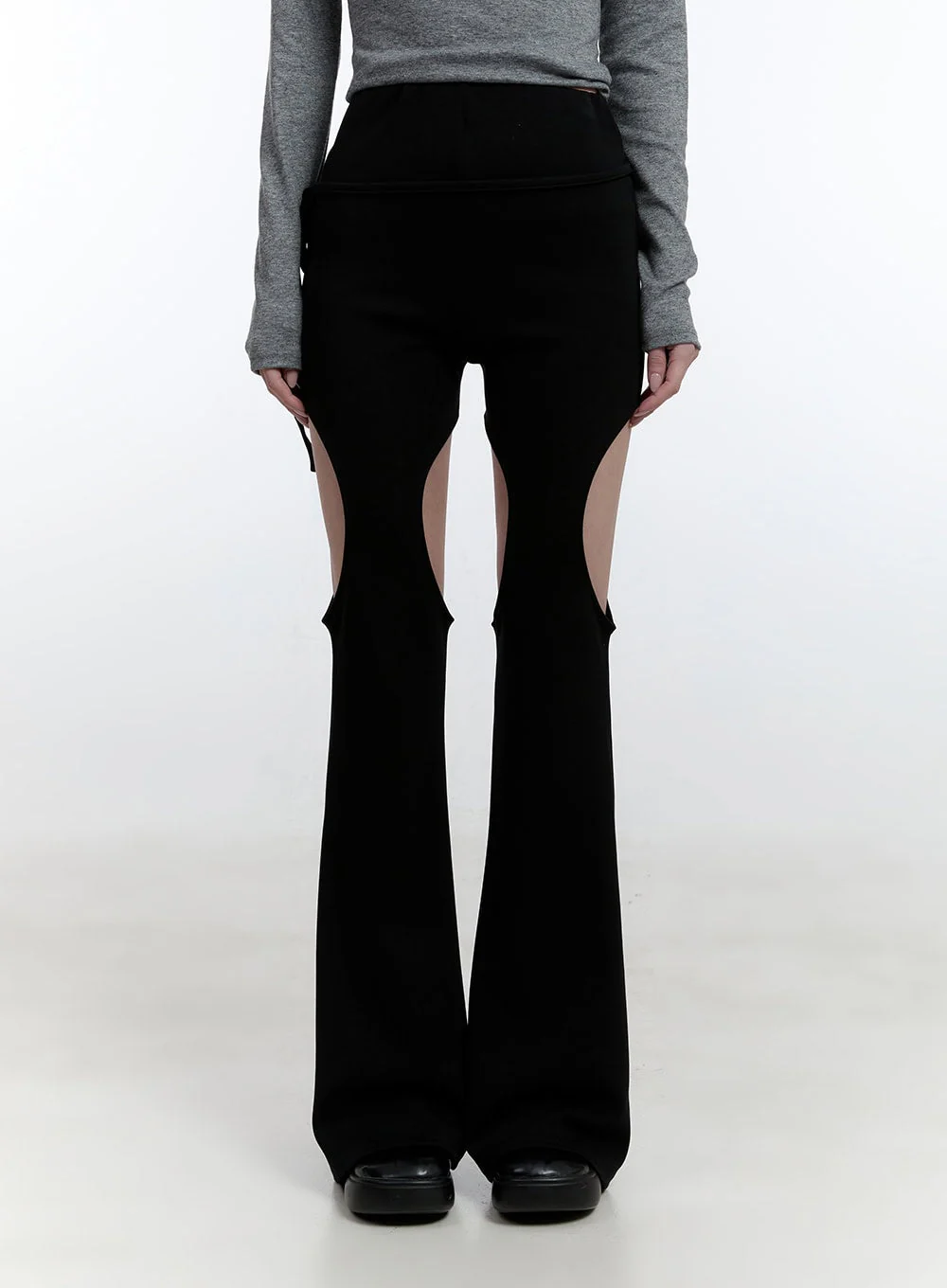 Thigh Cut-Out Flared Leggings CJ521 - Image 8