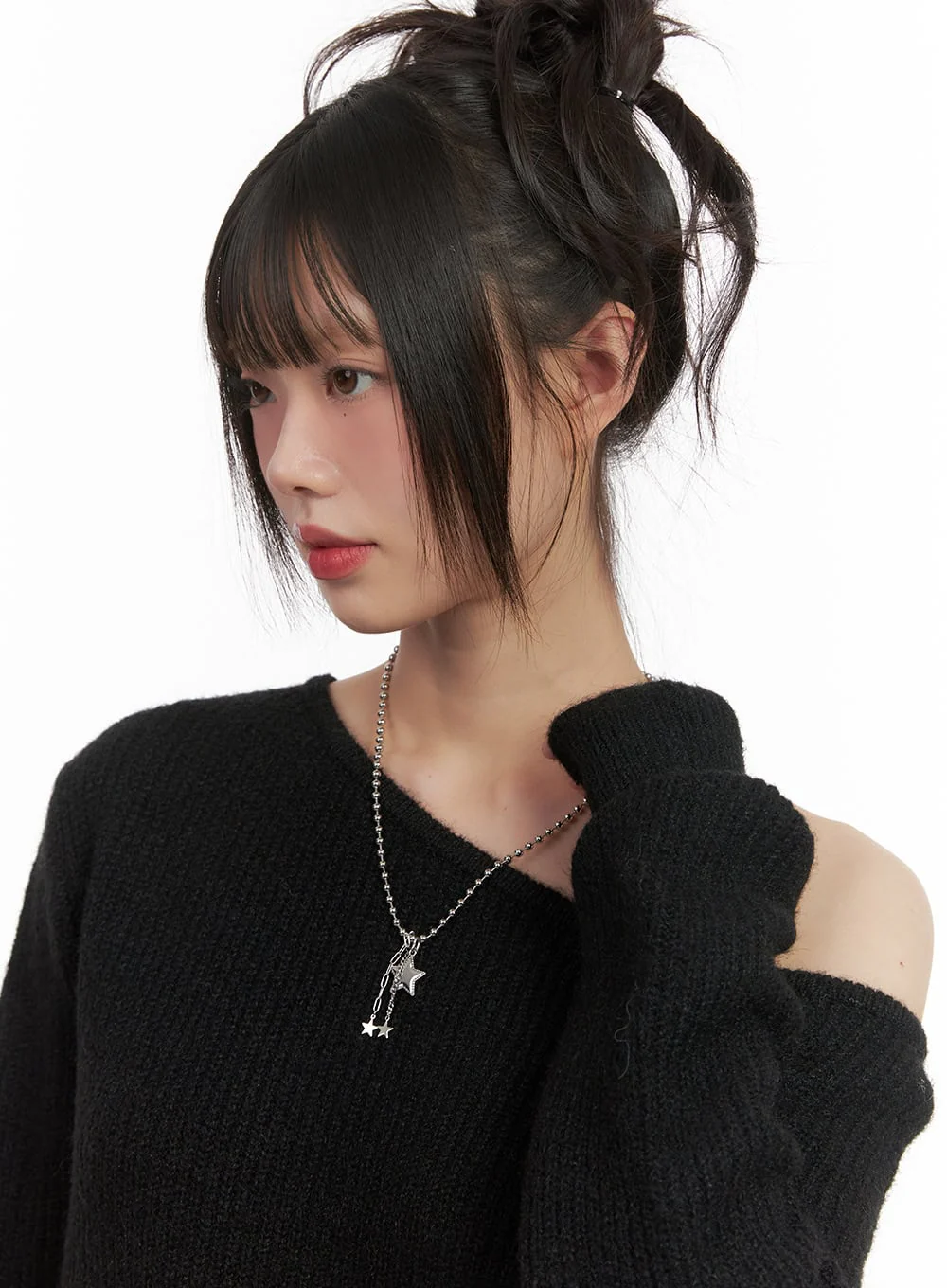 Three-Star Chain Necklace CJ502 - Image 3