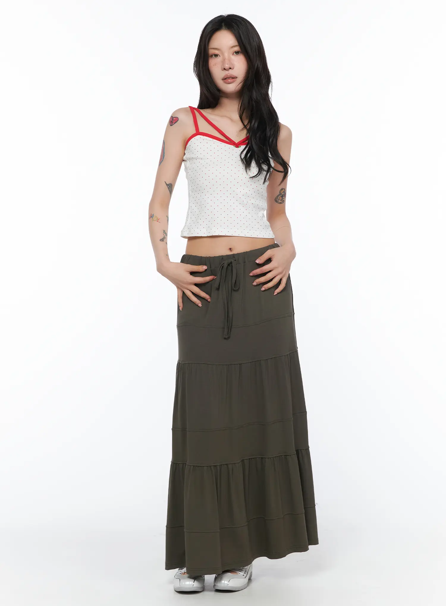 Tiered Maxi Skirt with Drawstring CA524 - Image 5