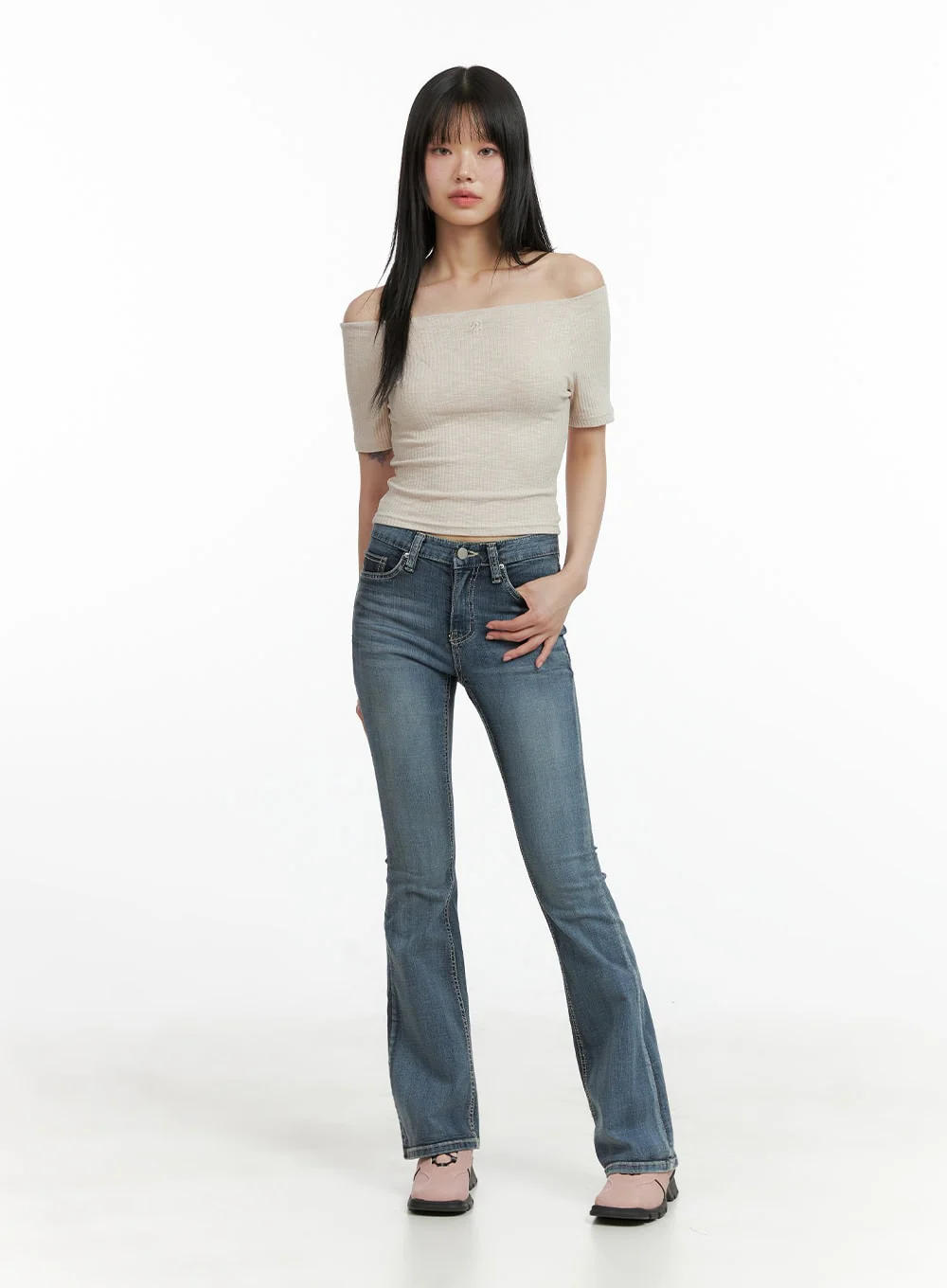 Tight Fit Low Waist Bootcut Jeans CL403 - Image 2