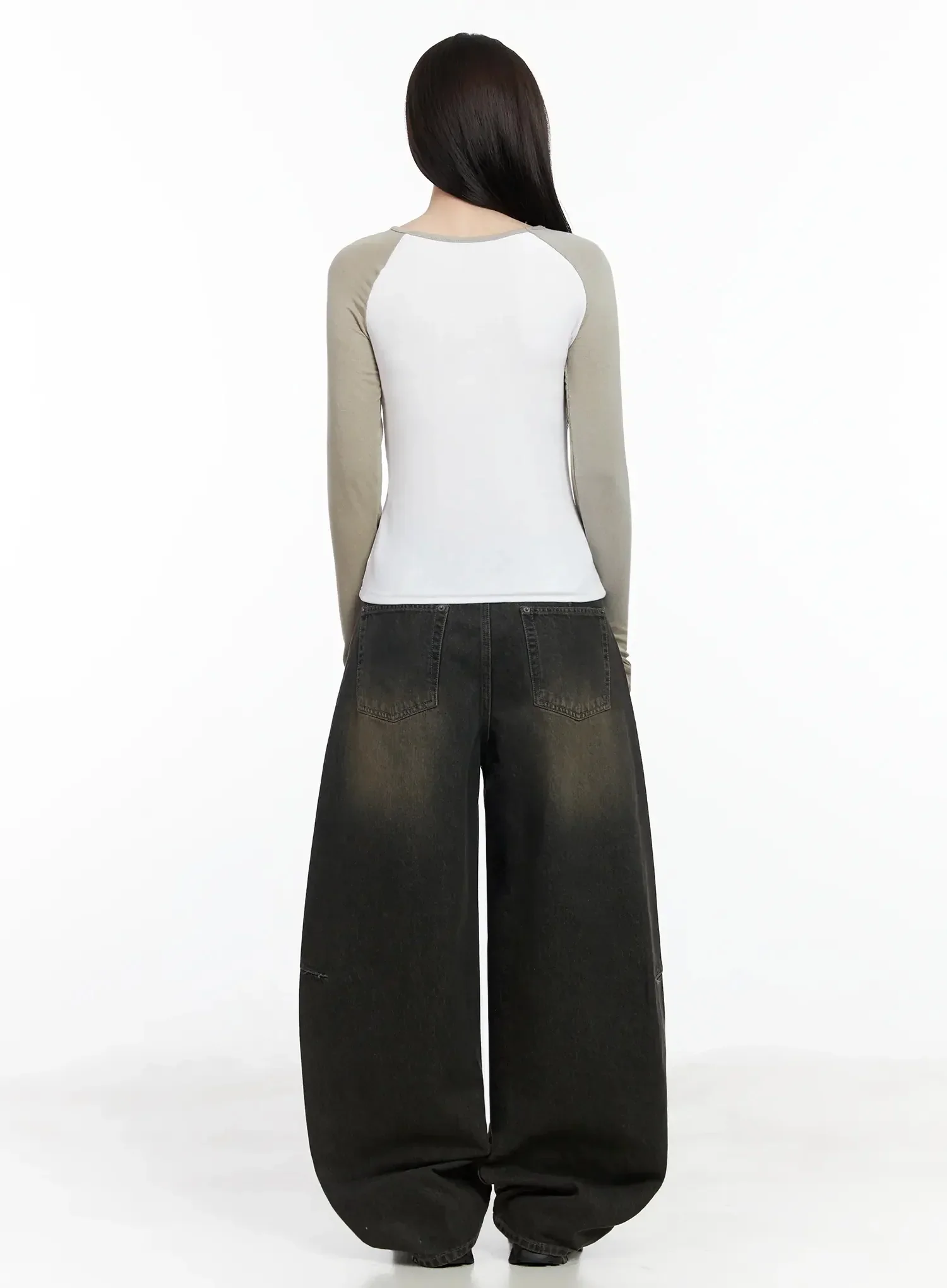Tracey Vintage Black Washed Wide Leg Jeans IJ528 - Image 10
