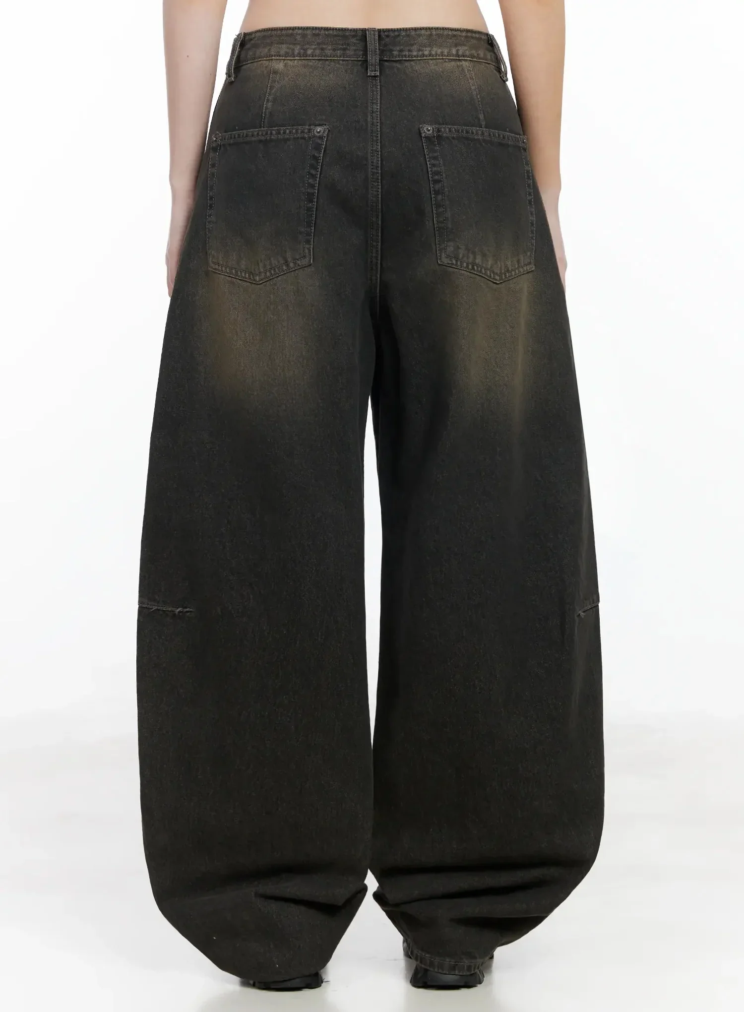 Tracey Vintage Black Washed Wide Leg Jeans IJ528 - Image 13