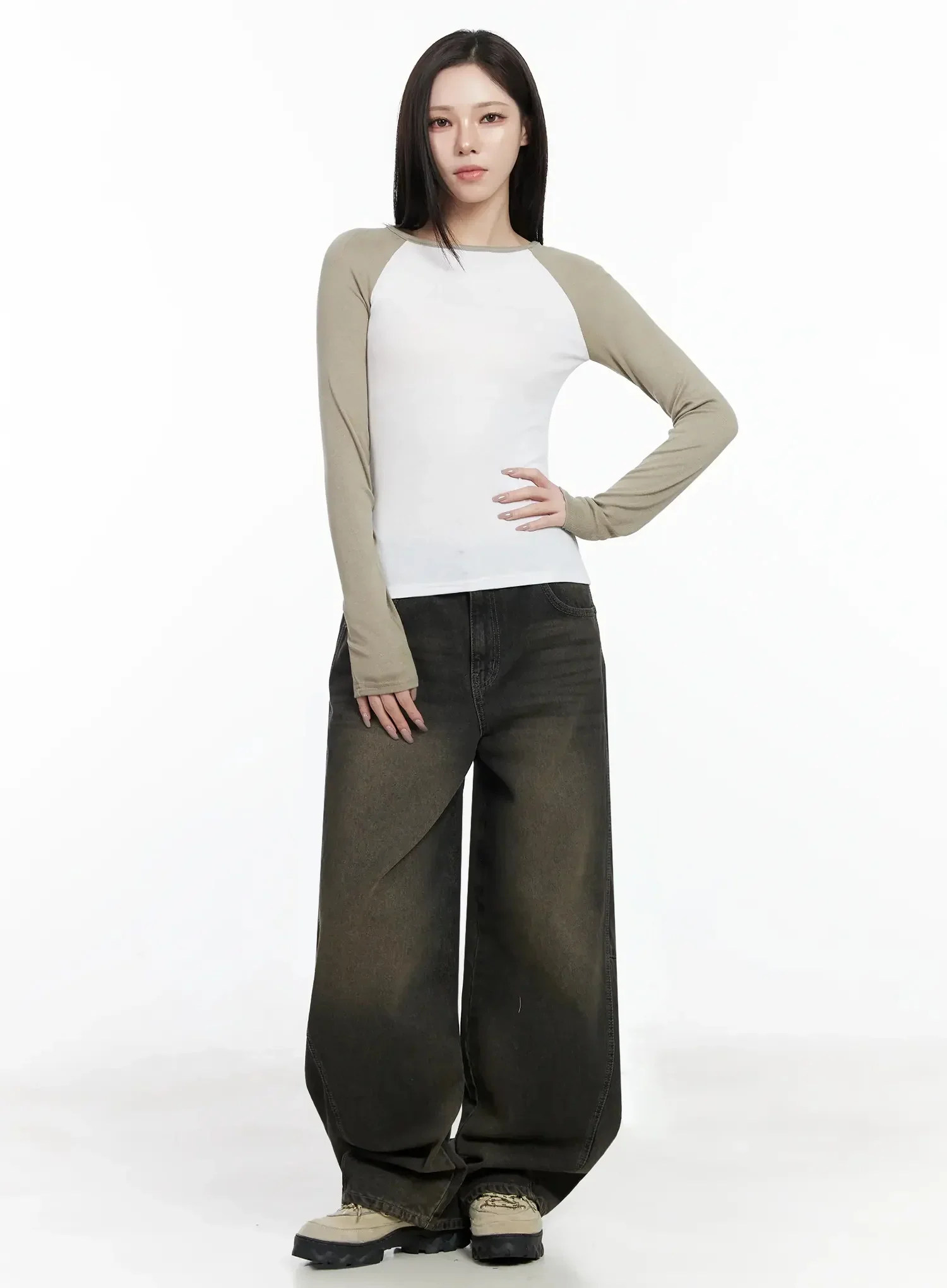 Tracey Vintage Black Washed Wide Leg Jeans IJ528 - Image 8