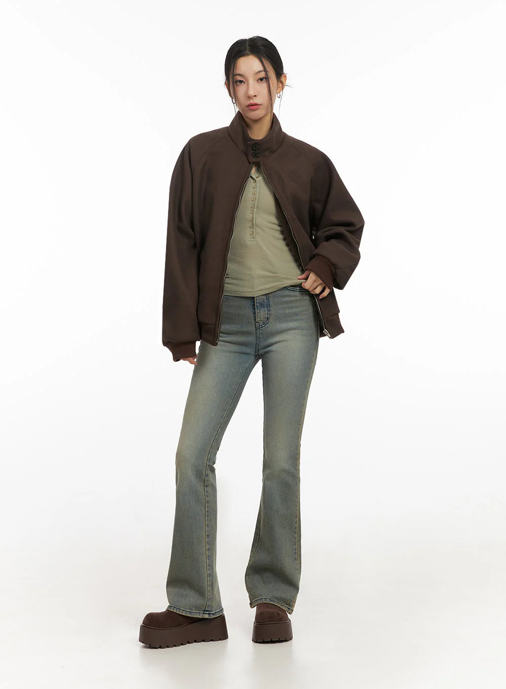 Trendy Oversized Zip-Up Jacket IJ503 - Image 10
