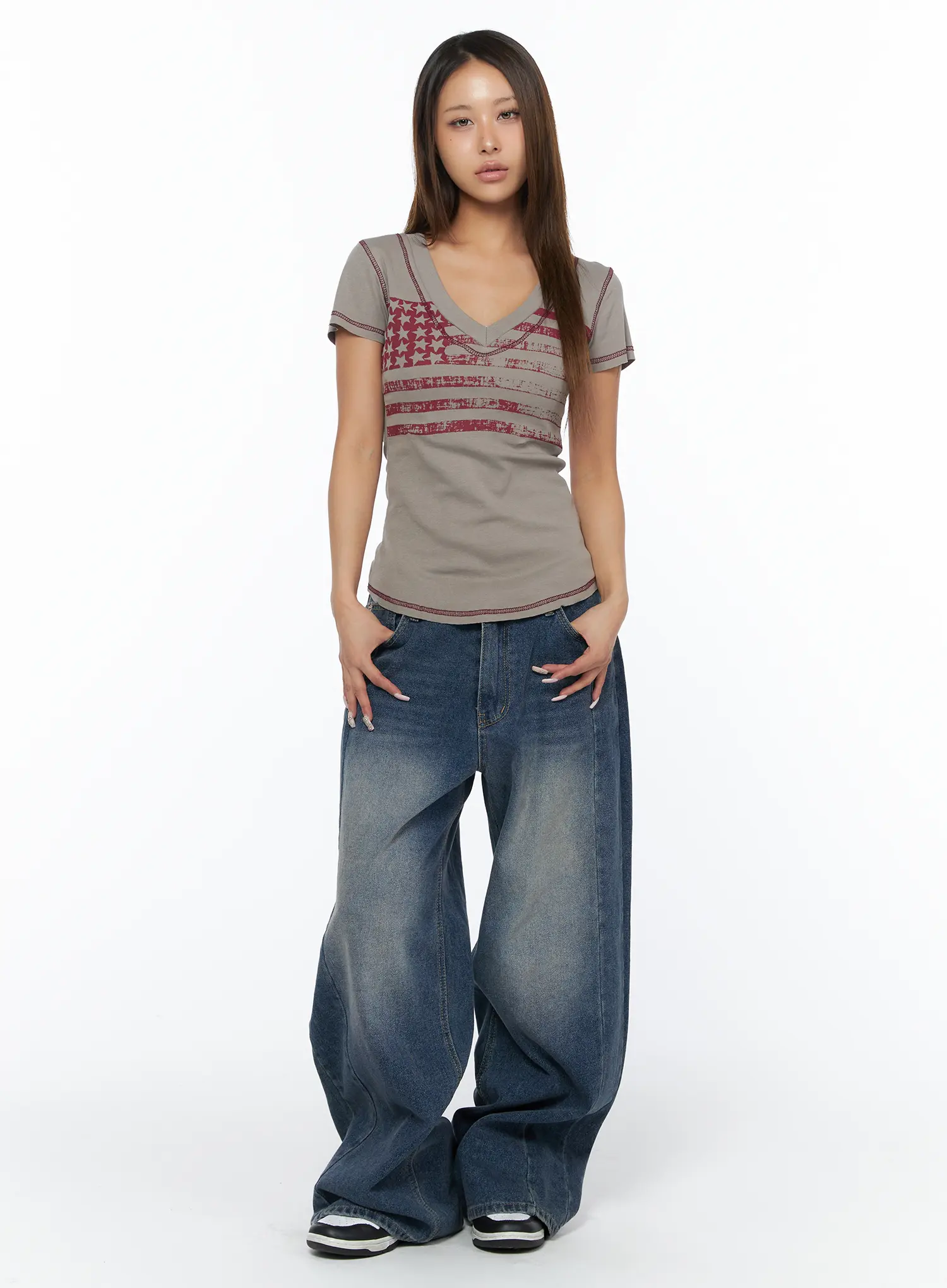 Trixy Wide Leg Washed Jeans CA517 - Image 5