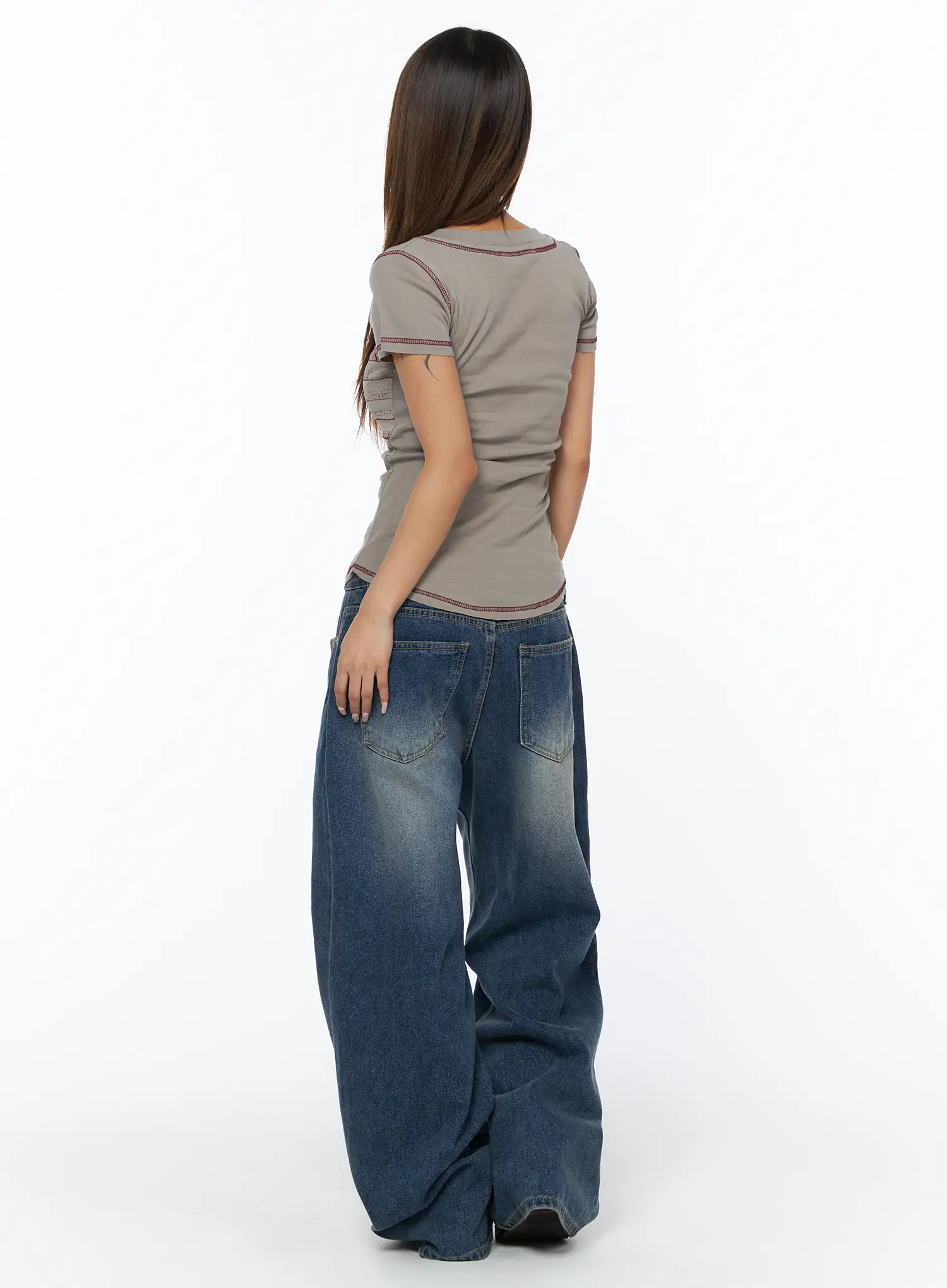 Trixy Wide Leg Washed Jeans CA517 - Image 7