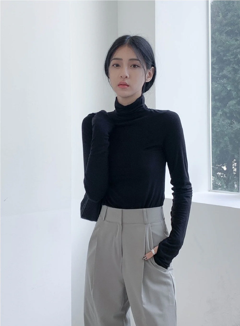 Turtleneck Warmer Crop Top CN08 - Image 2