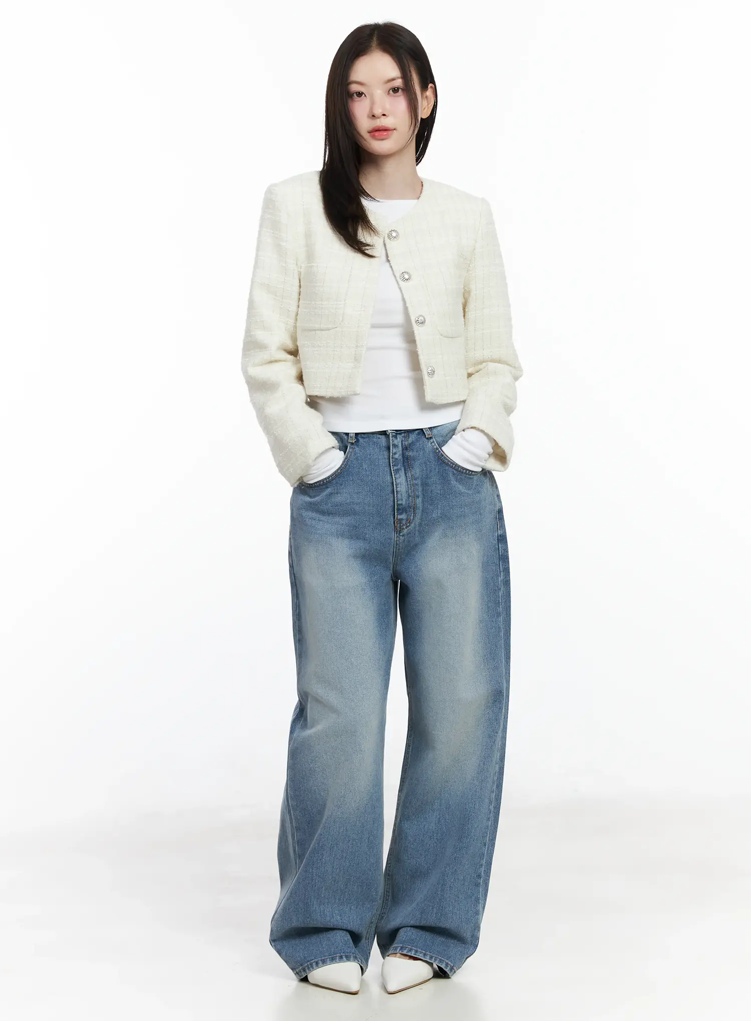 Tweed Button-Up Jacket IF520 - Image 8