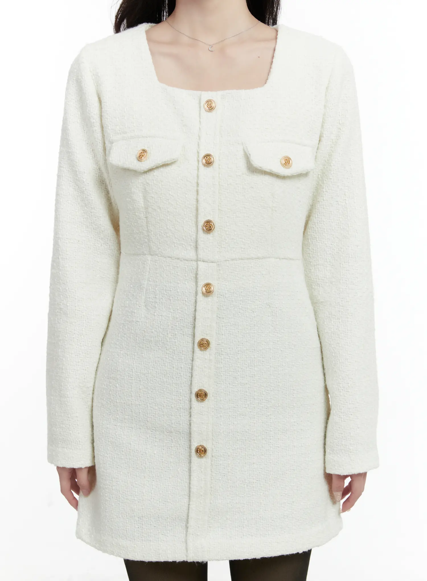 Tweed Button-Up Mini Dress CD523 - Image 4