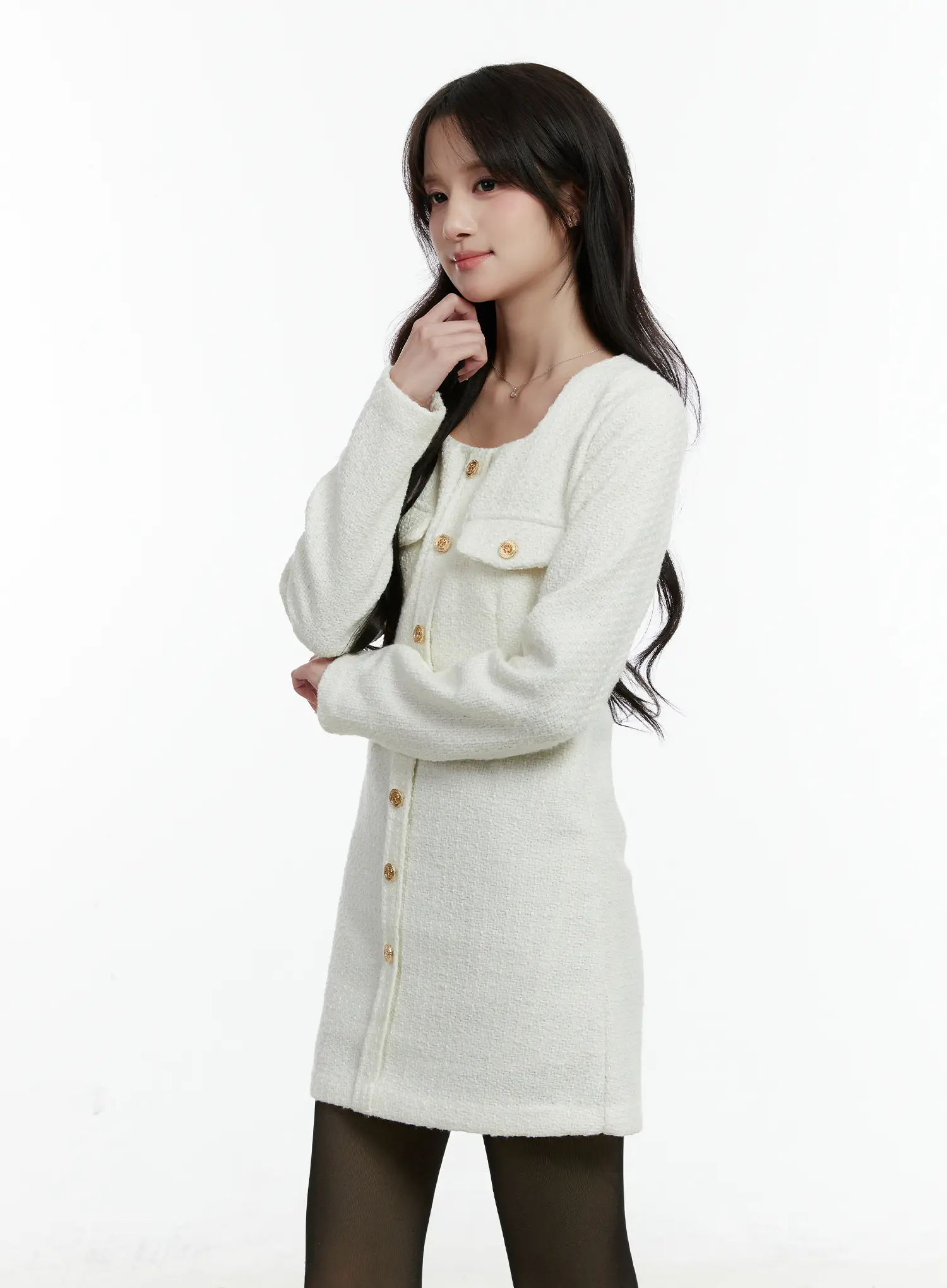 Tweed Button-Up Mini Dress CD523 - Image 5