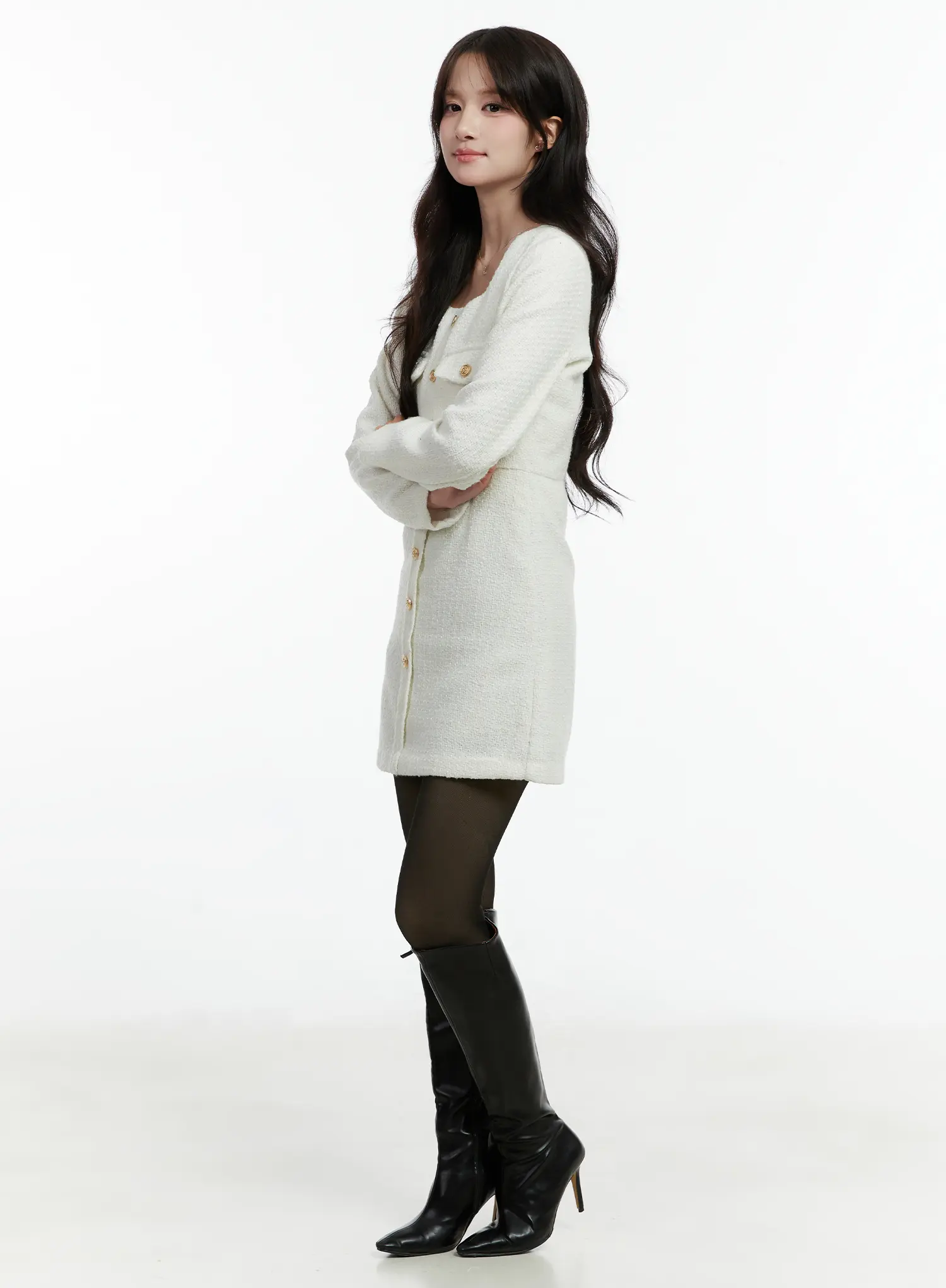 Tweed Button-Up Mini Dress CD523 - Image 6