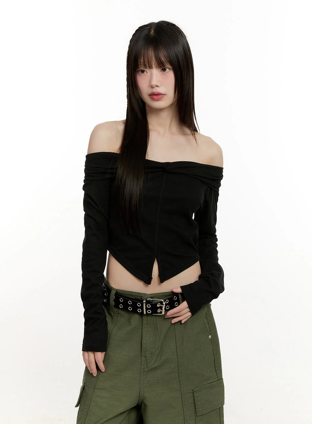 Twist Off-Shoulder Long Sleeve Top CM514 - Image 10