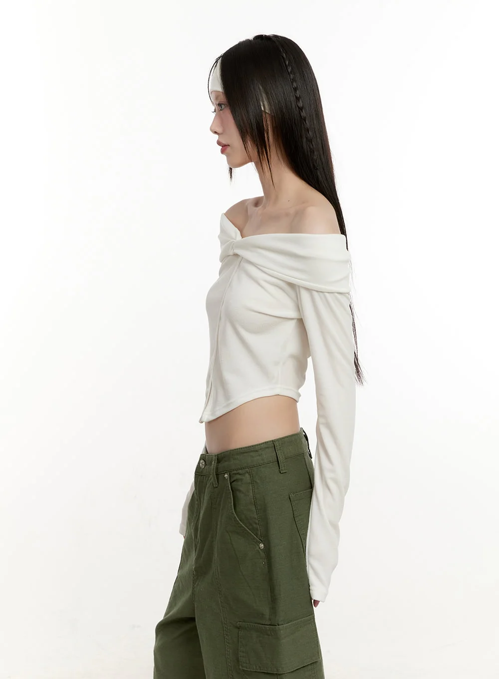 Twist Off-Shoulder Long Sleeve Top CM514 - Image 5