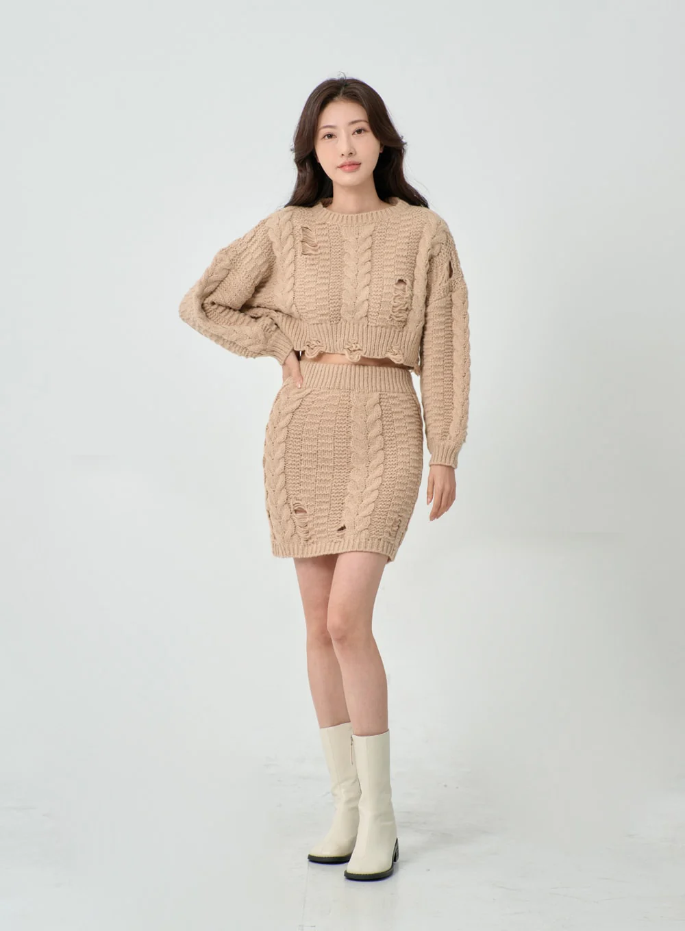 Twist Pattern Ripped Pencil Mini Skirt IN08 - Image 5