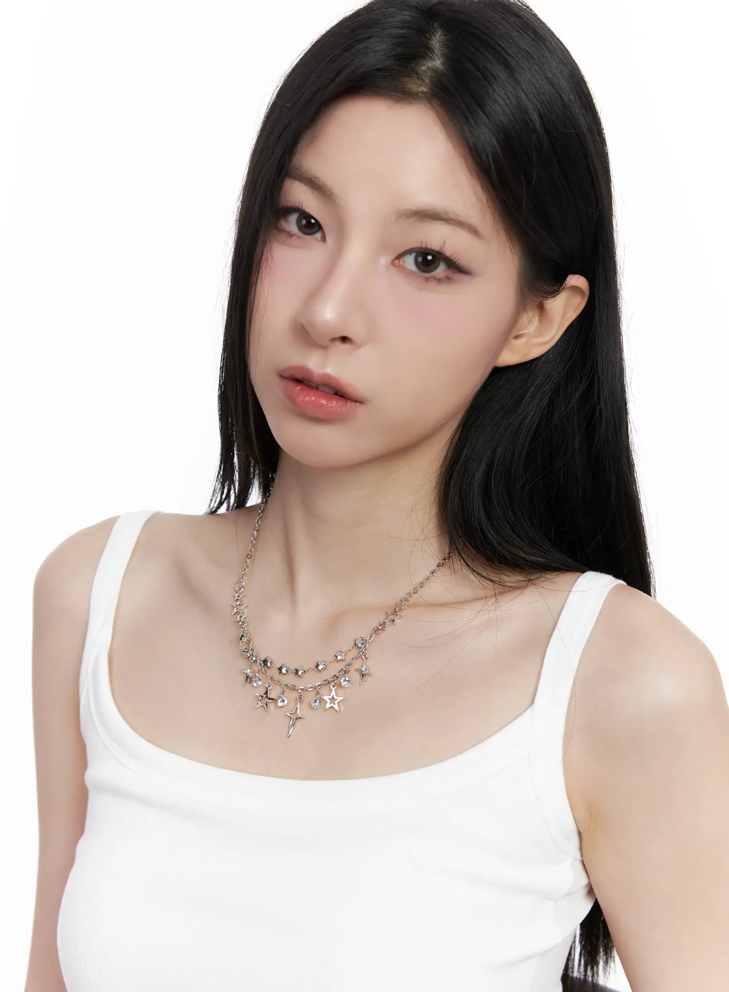 Two-Line Star Necklace CO503 - Image 2