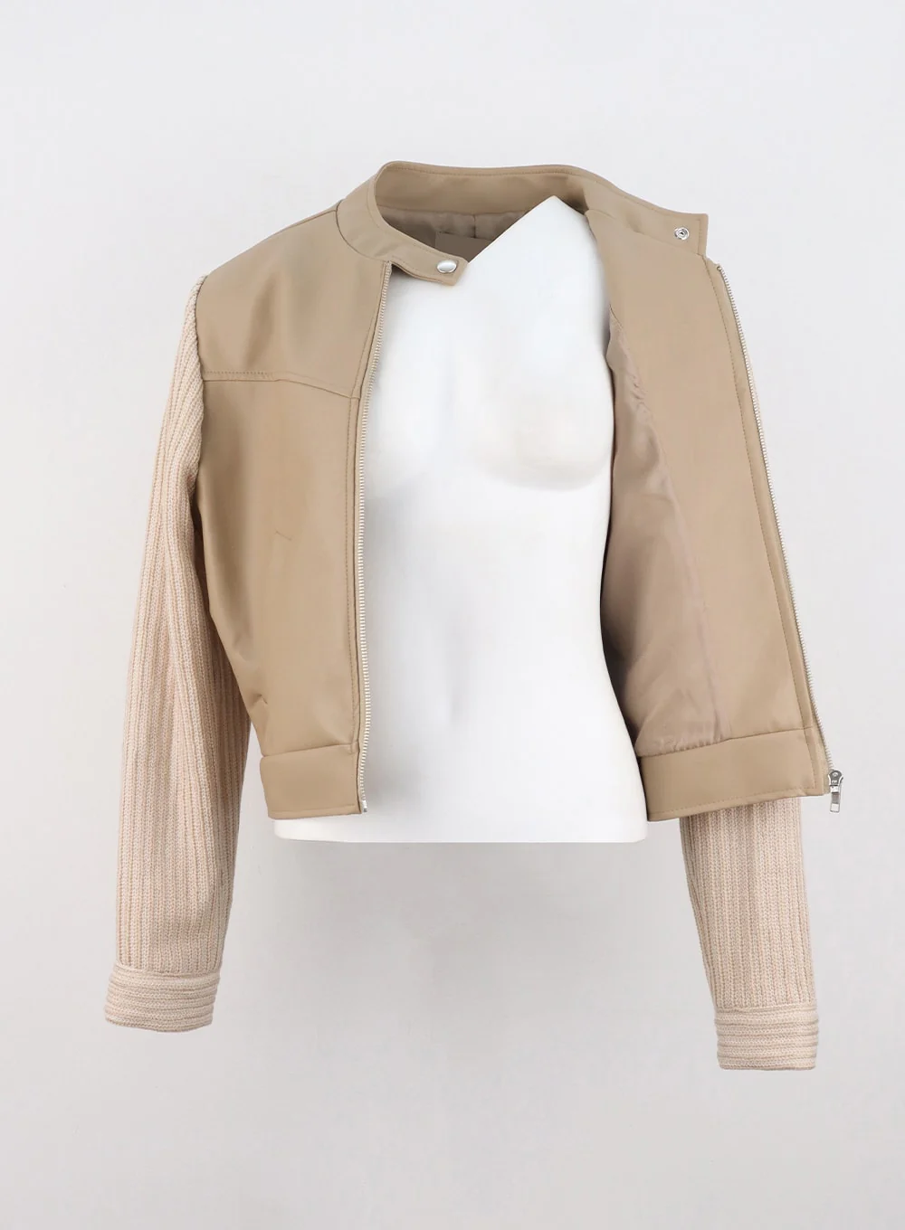 Two-Tone Faux Leather Jacket CO325 - Image 12