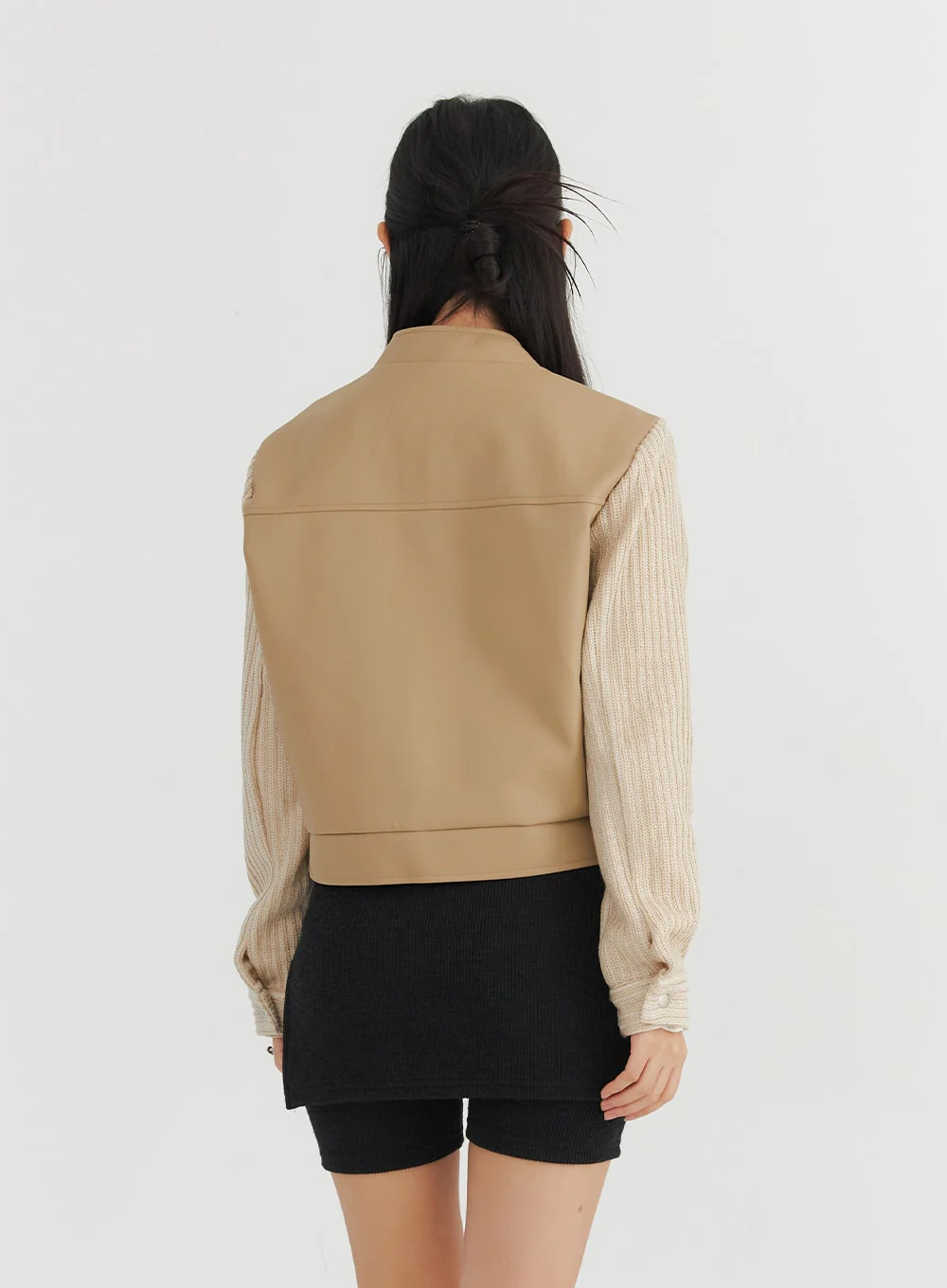 Two-Tone Faux Leather Jacket CO325 - Image 5