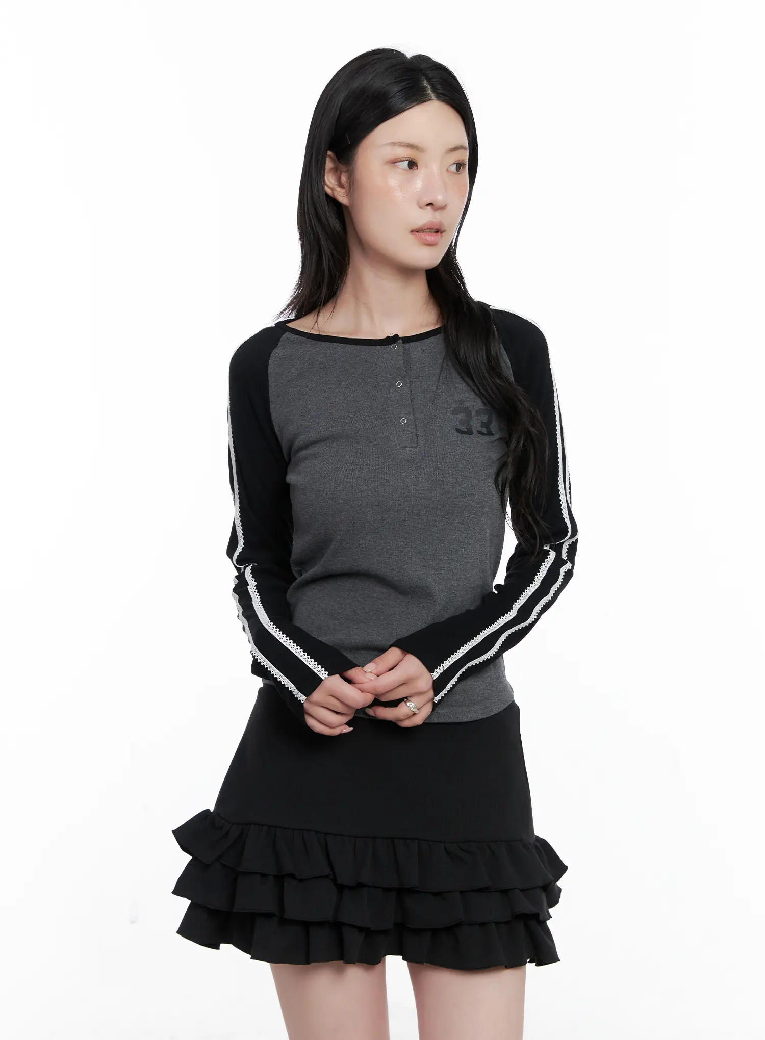 Two-Tone Lace Detail Top CS529 - Image 8