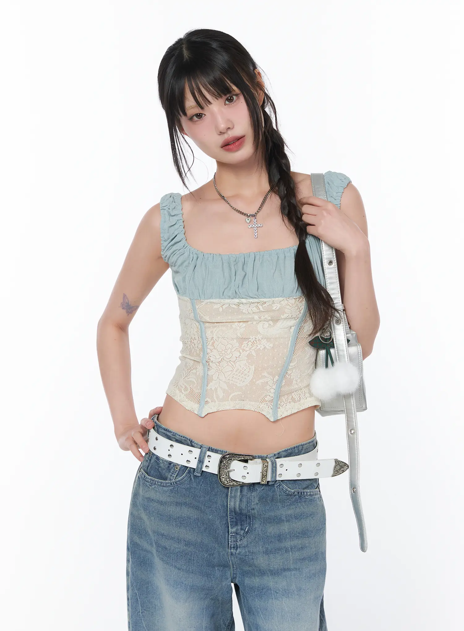 Two-Tone Lace Sleeveless Top CA529 - Image 2