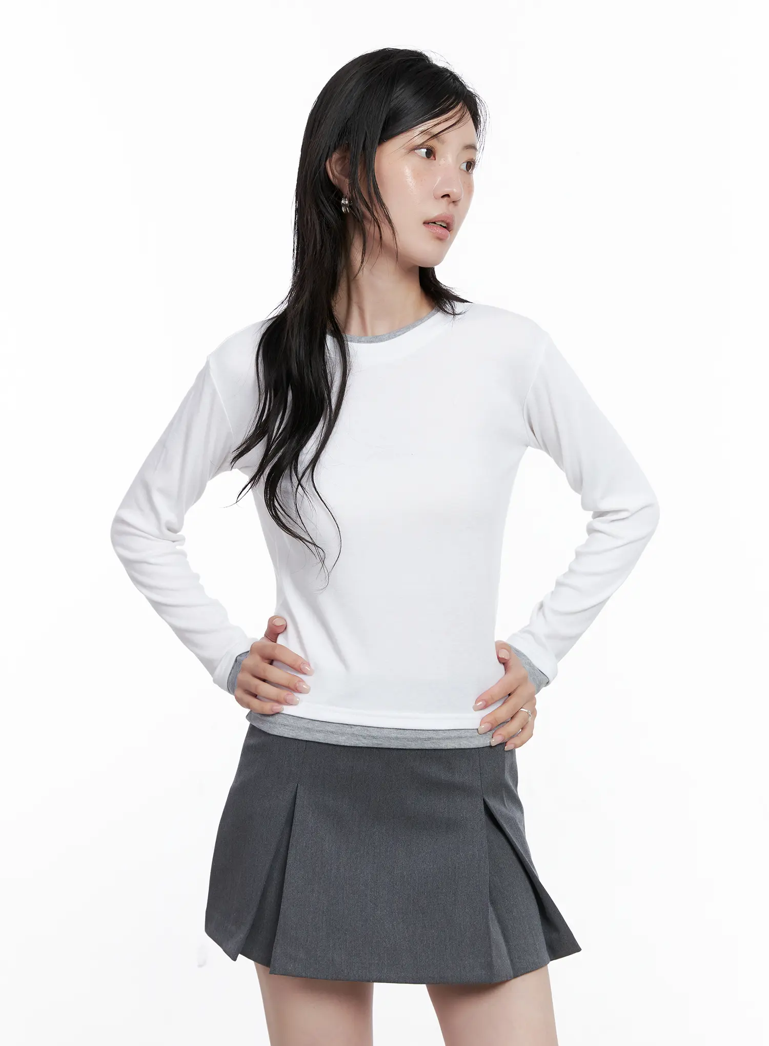 Two-Tone Long Sleeve Top CS529 - Image 2