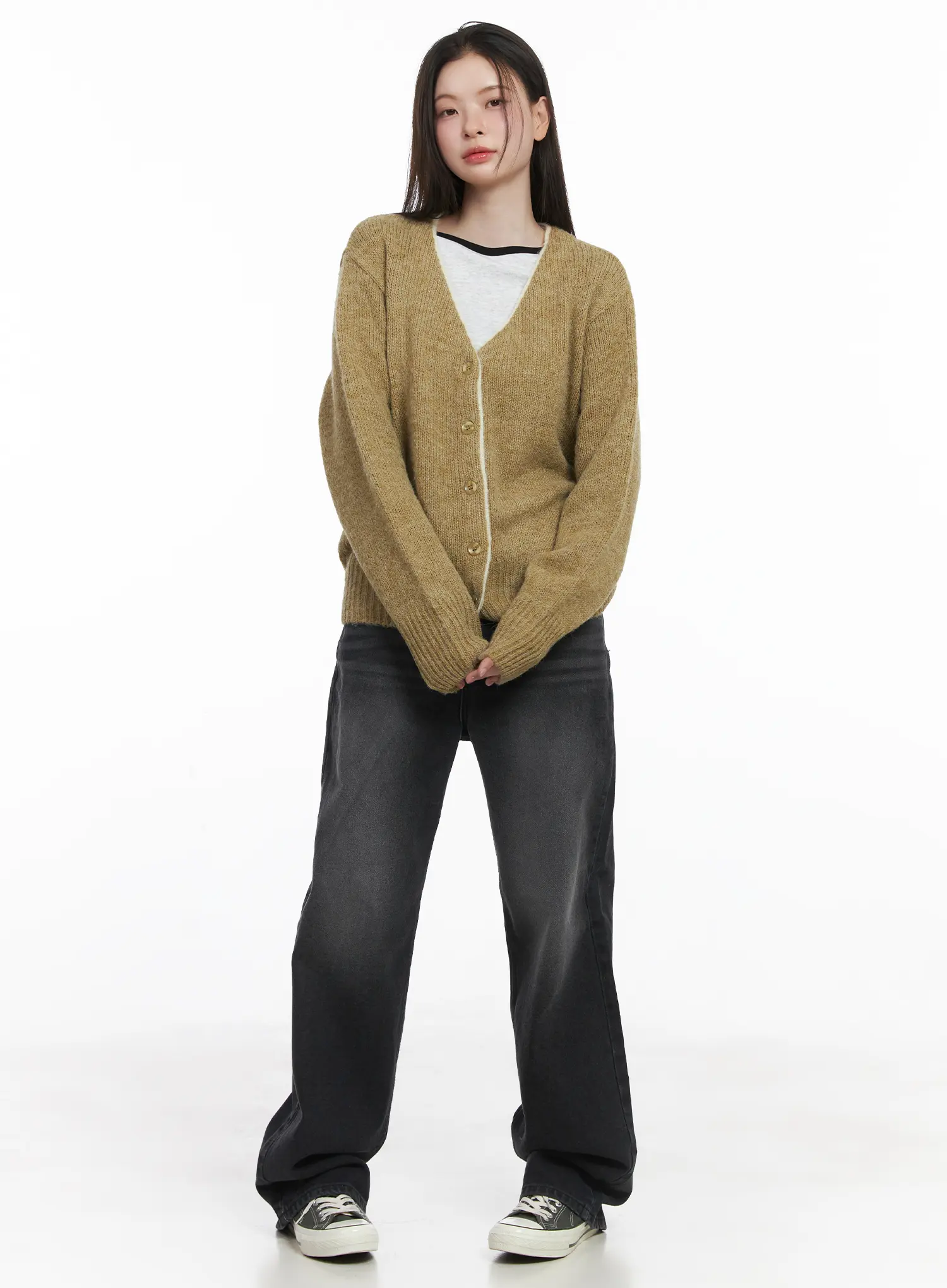 Two-Tone Wool Knit Cardigan CJ506 - Image 3