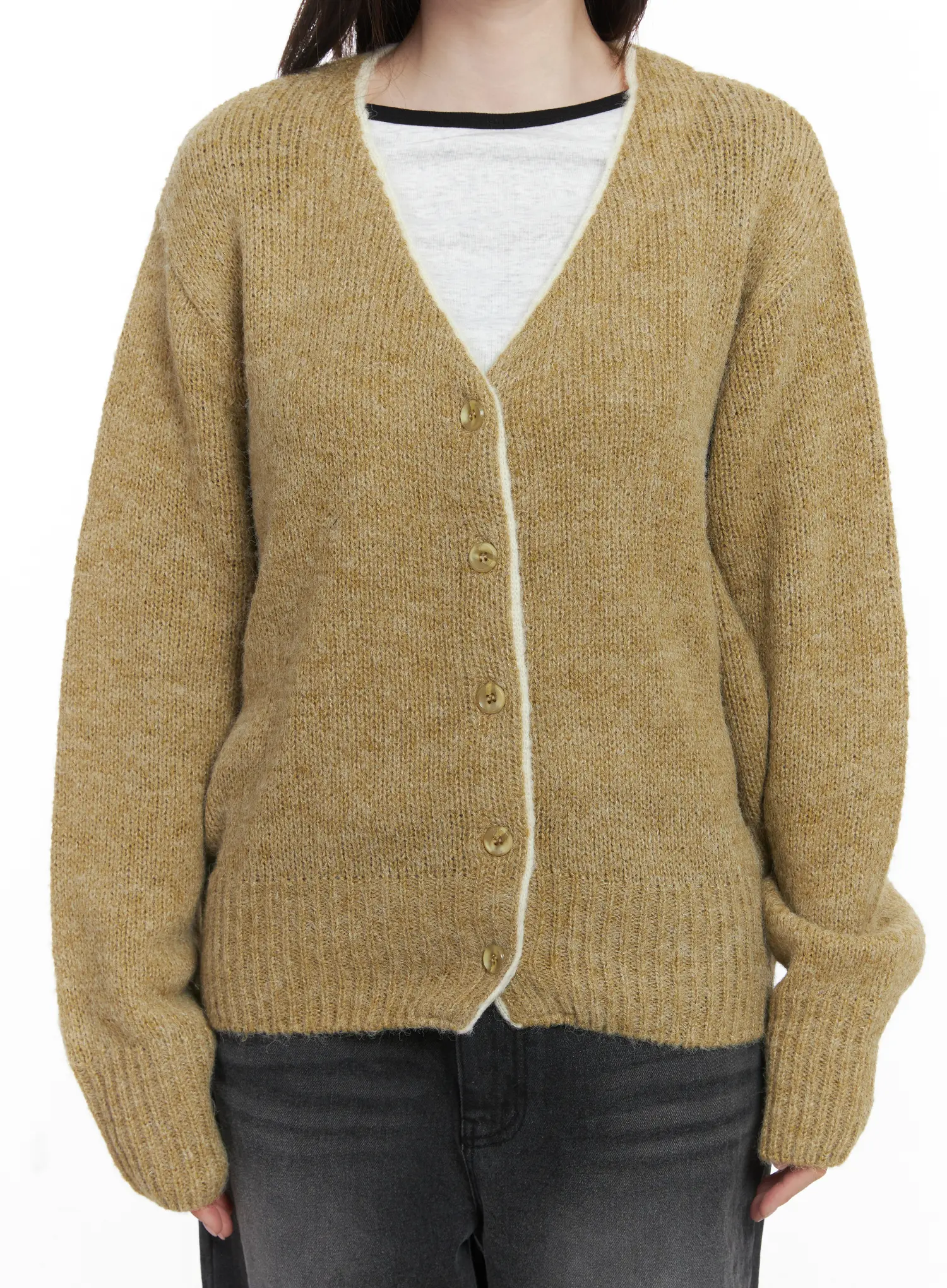 Two-Tone Wool Knit Cardigan CJ506 - Image 8