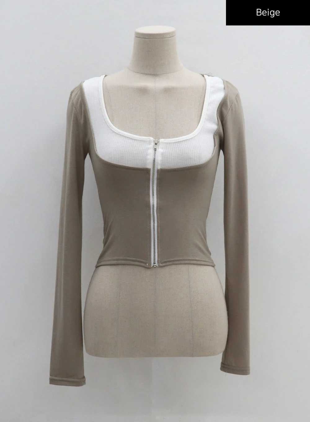 Two Tone Zip-Up Cropped Top CG31 - Image 14