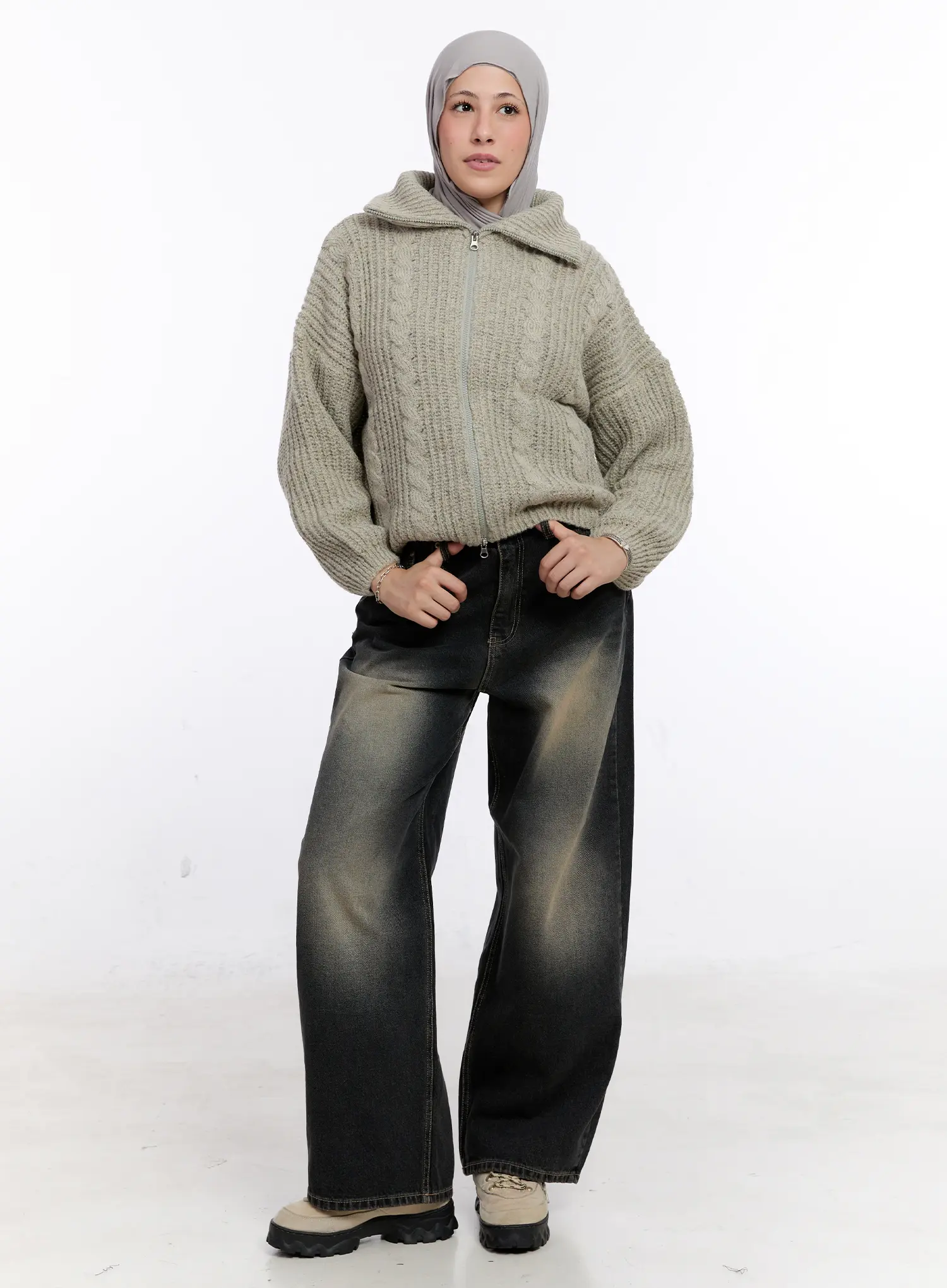 Two-Way Knit Zip-Up CS524 - Image 2