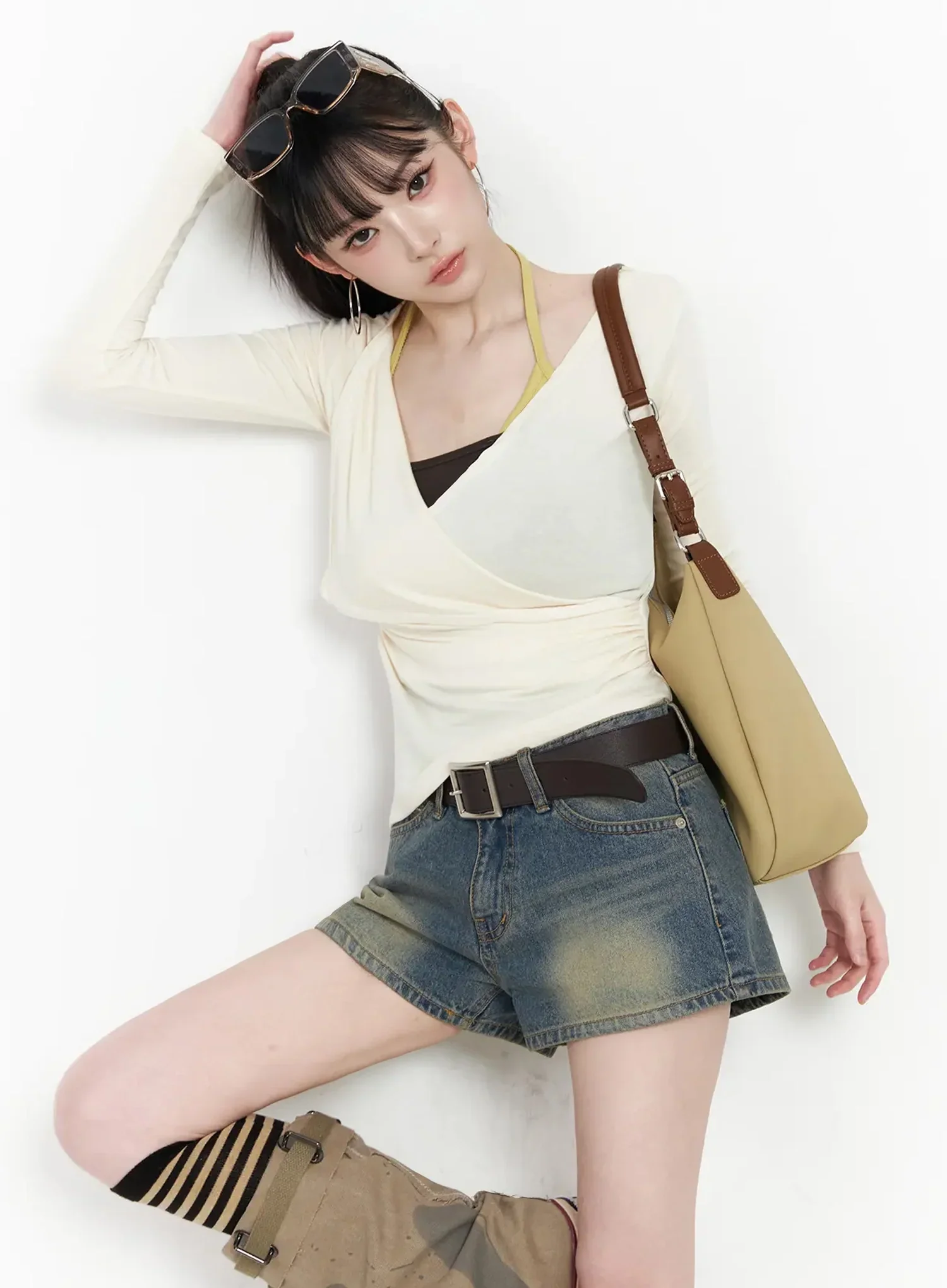 Two-Way Shirred Wrap Top IY511