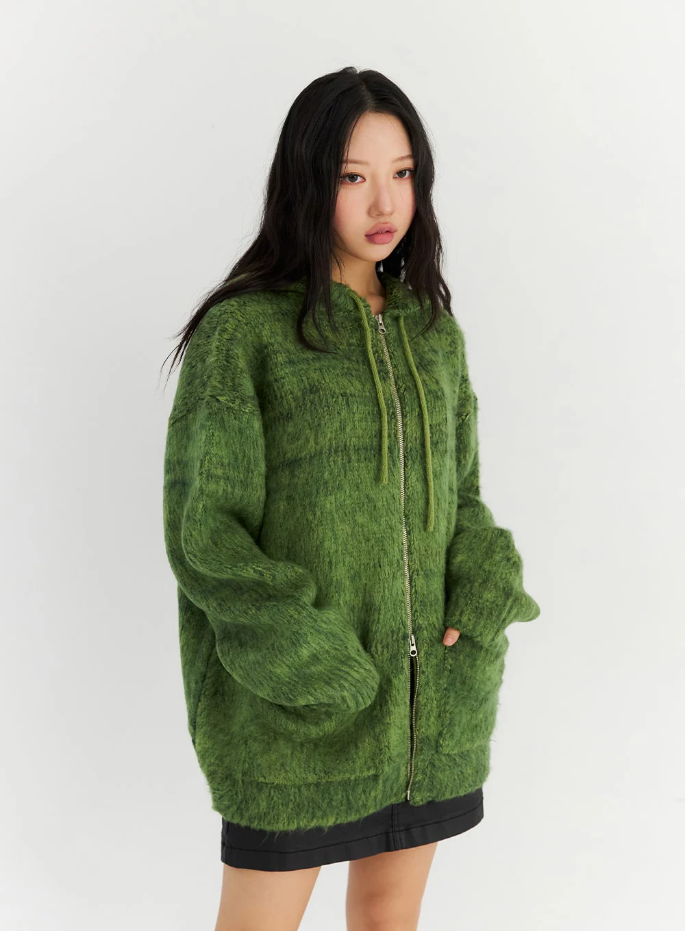 Two-Way Zip-Up Knit Hoodie Jacket CN303 - Image 5