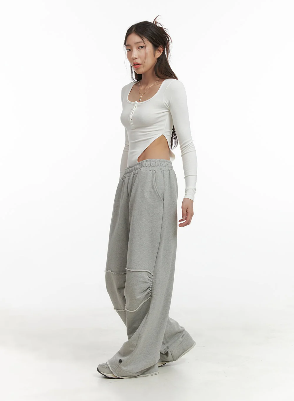 U-Neck Buttoned Long Sleeve Bodysuit CY416 - Image 5