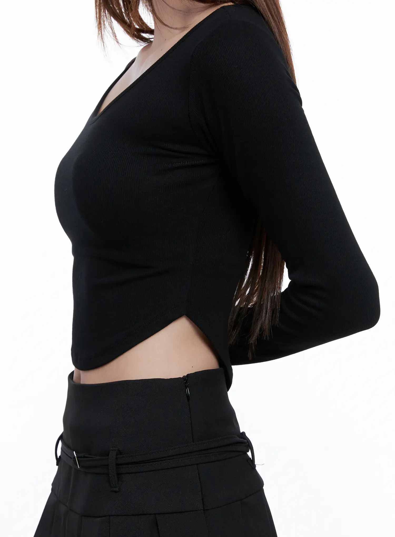 U-Neck Crop Long Sleeve Top CG529 - Image 3
