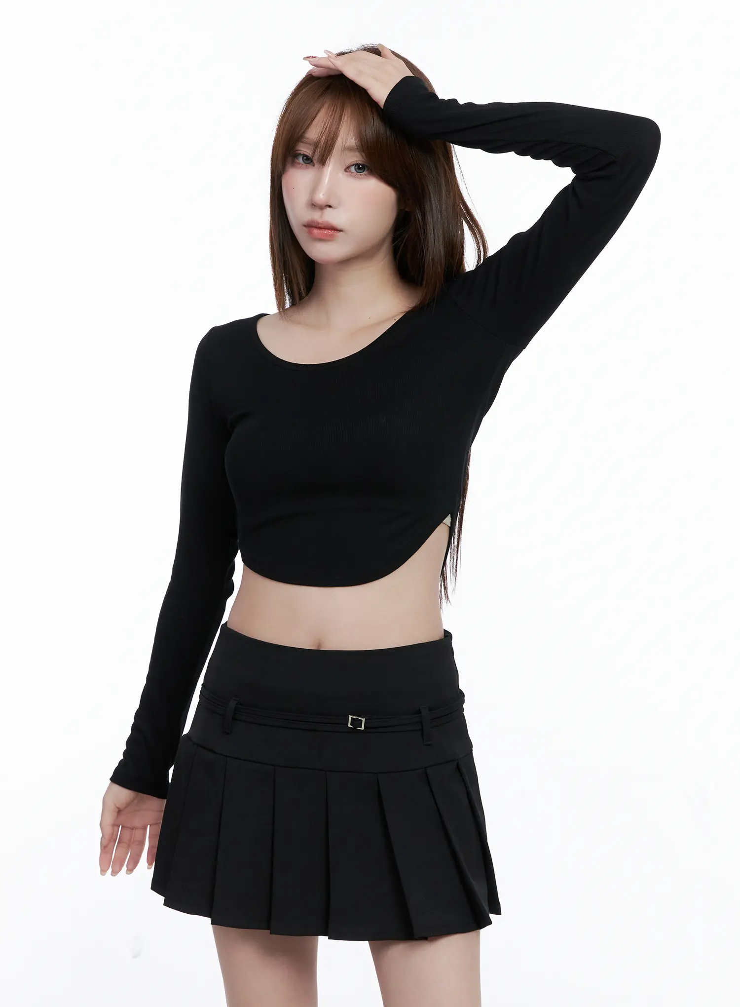 U-Neck Crop Long Sleeve Top CG529 - Image 5