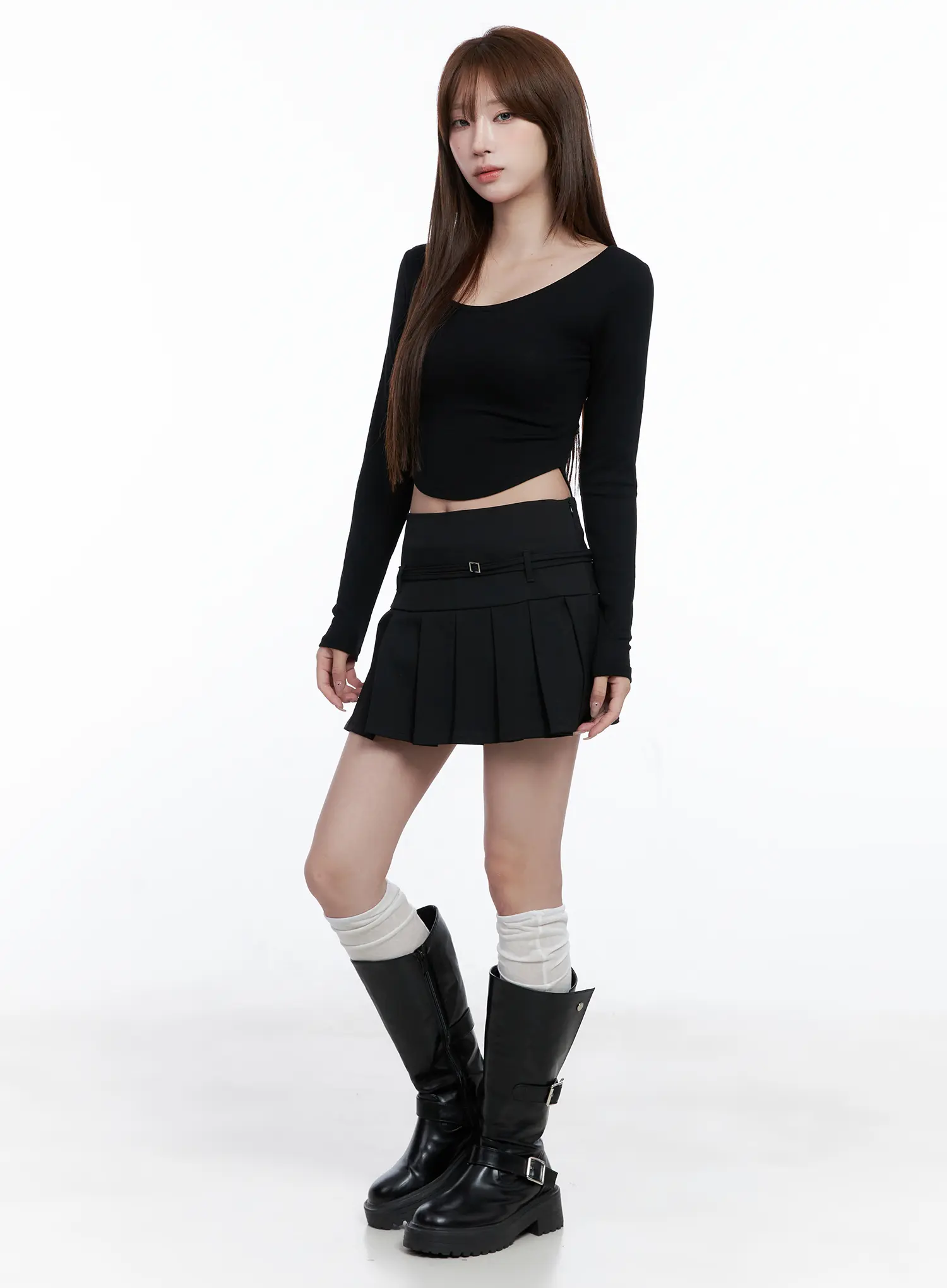 U-Neck Crop Long Sleeve Top CG529 - Image 6