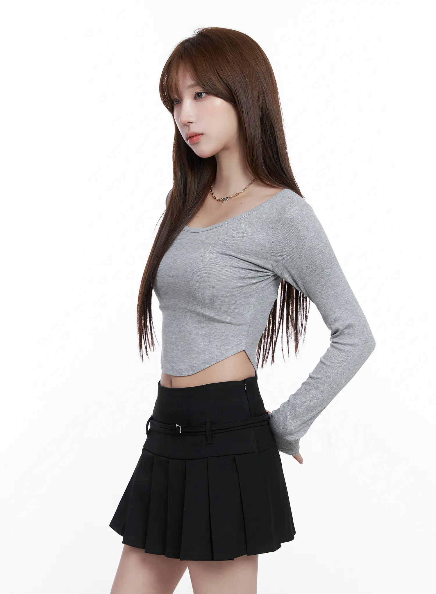 U-Neck Crop Long Sleeve Top CG529 - Image 8