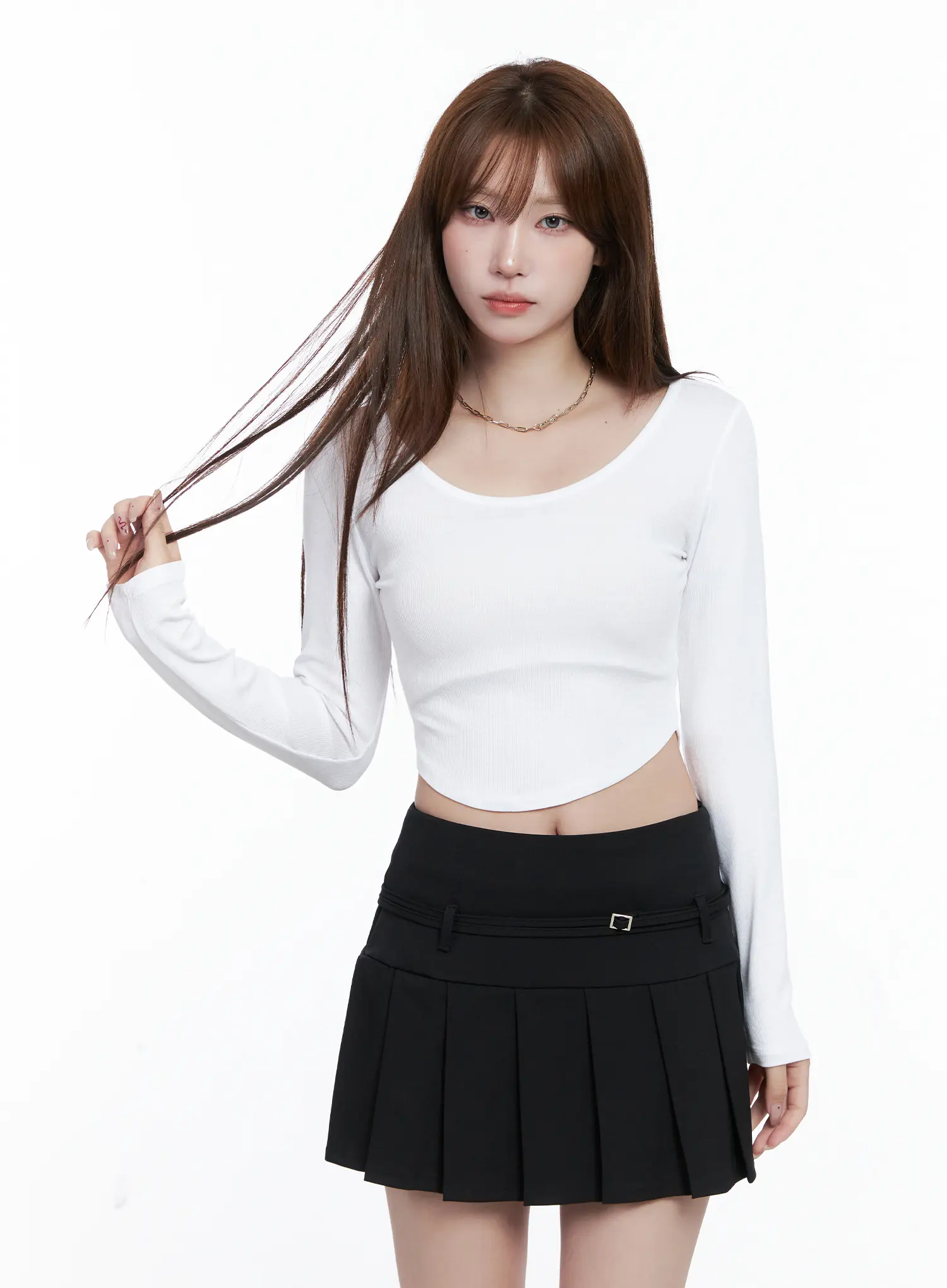 U-Neck Crop Long Sleeve Top CG529 - Image 9