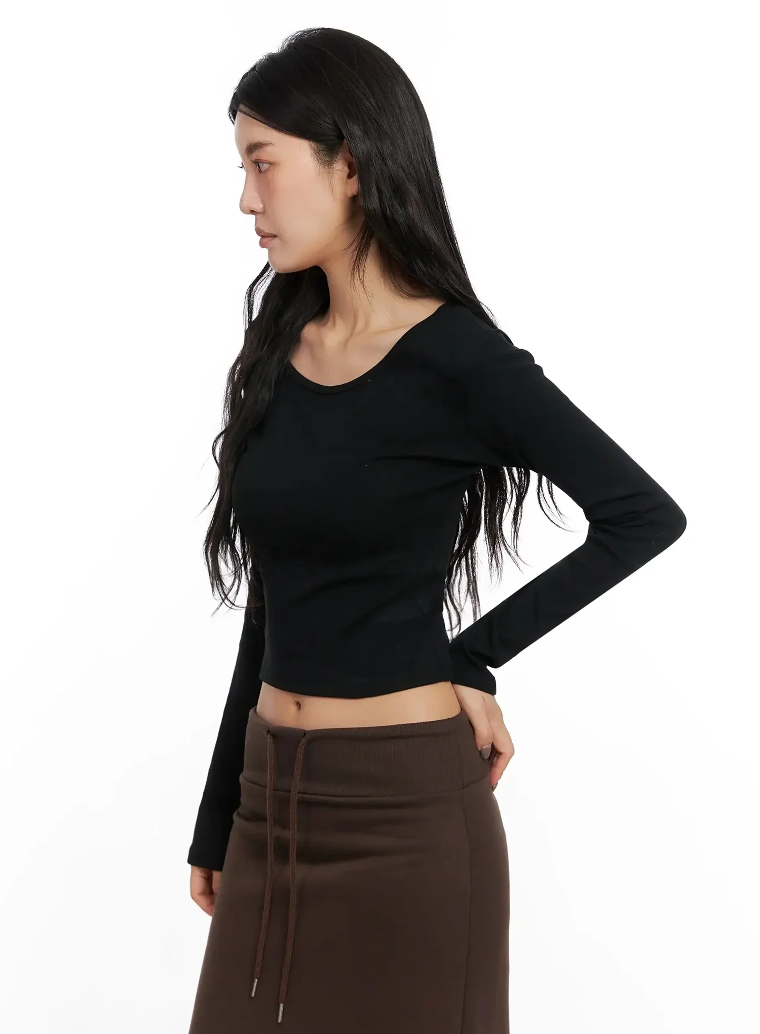 U-Neck Crop Long Sleeve Top IN528 - Image 14