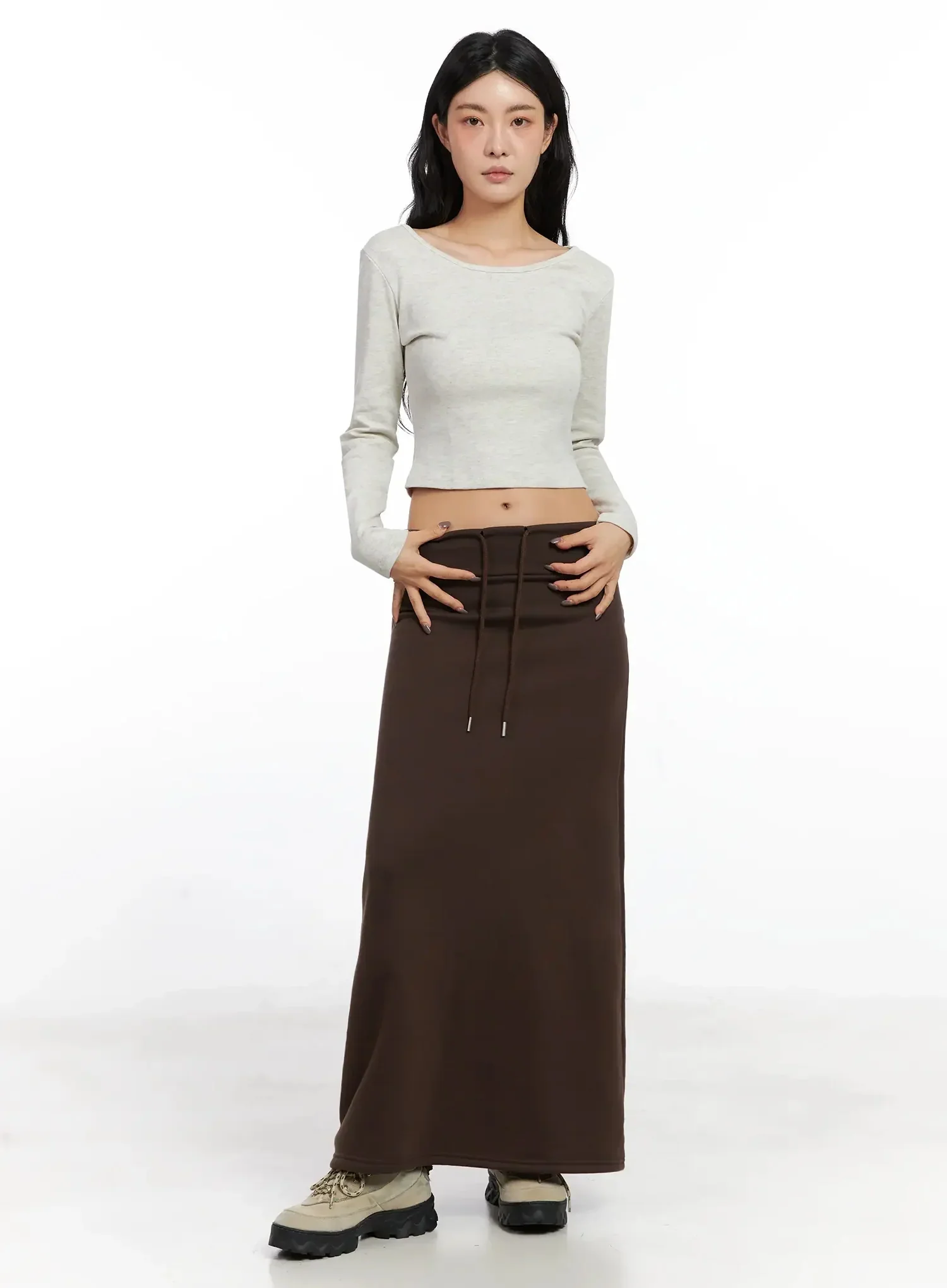 U-Neck Crop Long Sleeve Top IN528 - Image 5