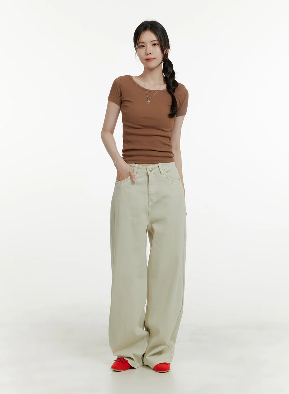U-Neck Crop T-Shirt OA405 - Image 2