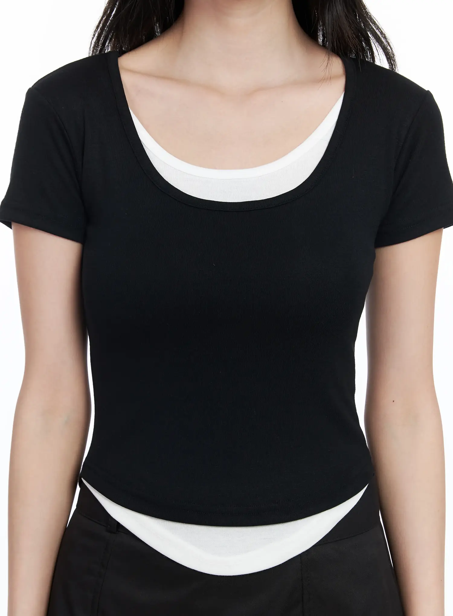 U-Neck Layered Short Sleeve Top IM524 - Image 7