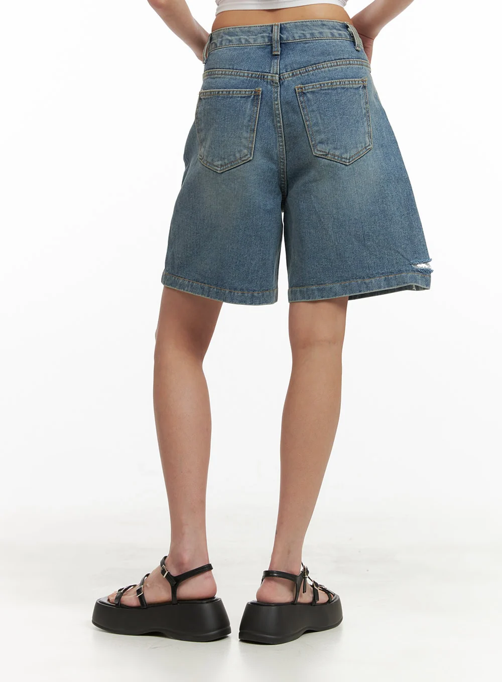 Unbalanced Destroyed Hem Bermuda Jorts CY423 - Image 6