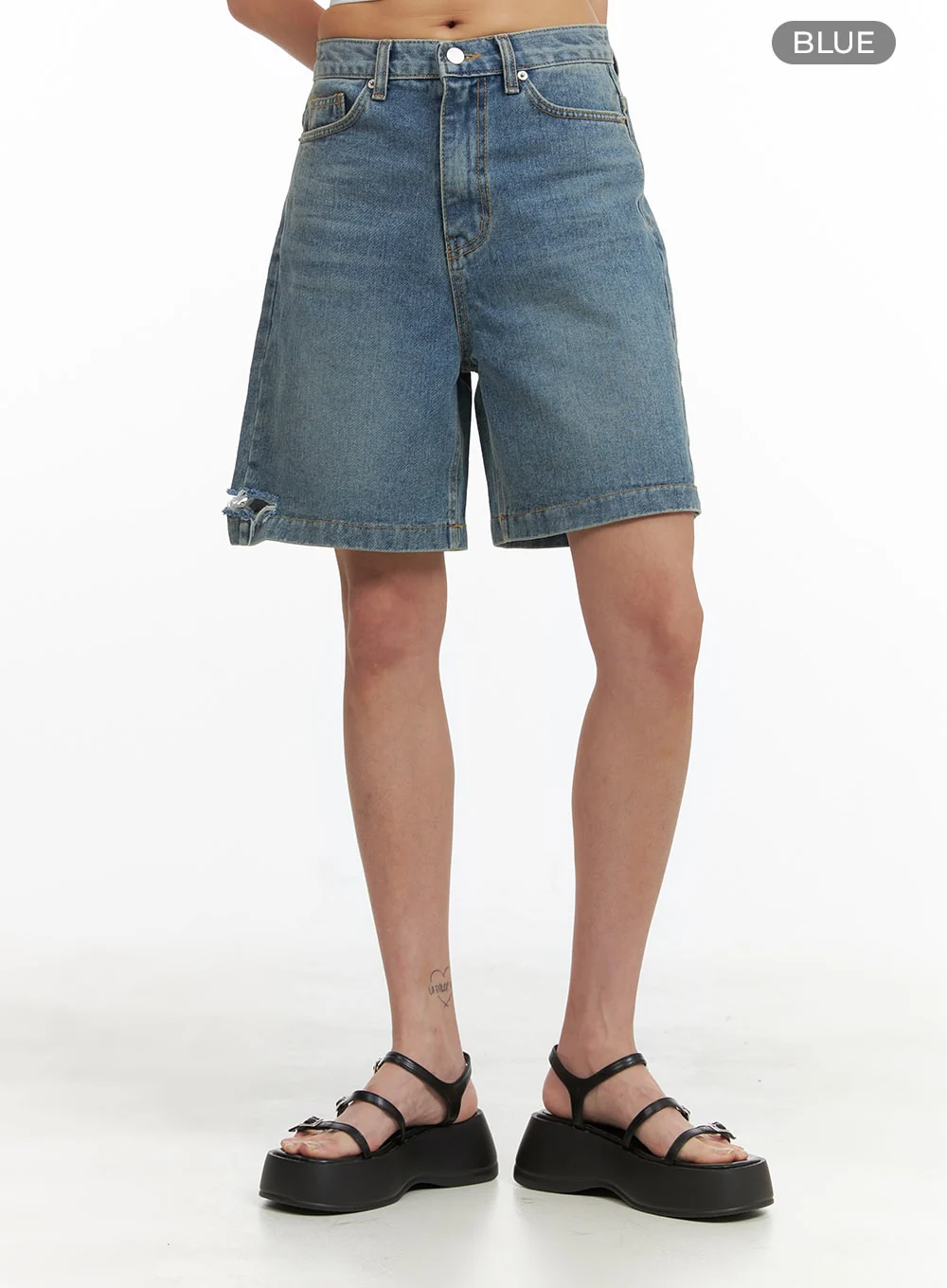 Unbalanced Destroyed Hem Bermuda Jorts CY423 - Image 8