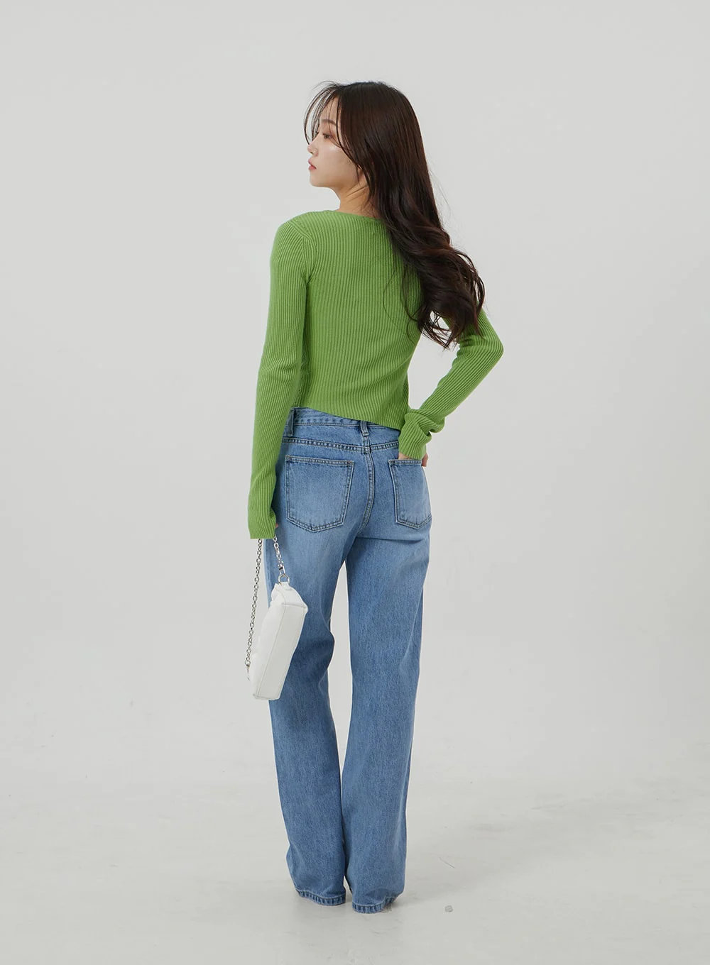 Unbalanced Ribbed Knit Button Cropped Top OJ319 - Image 10