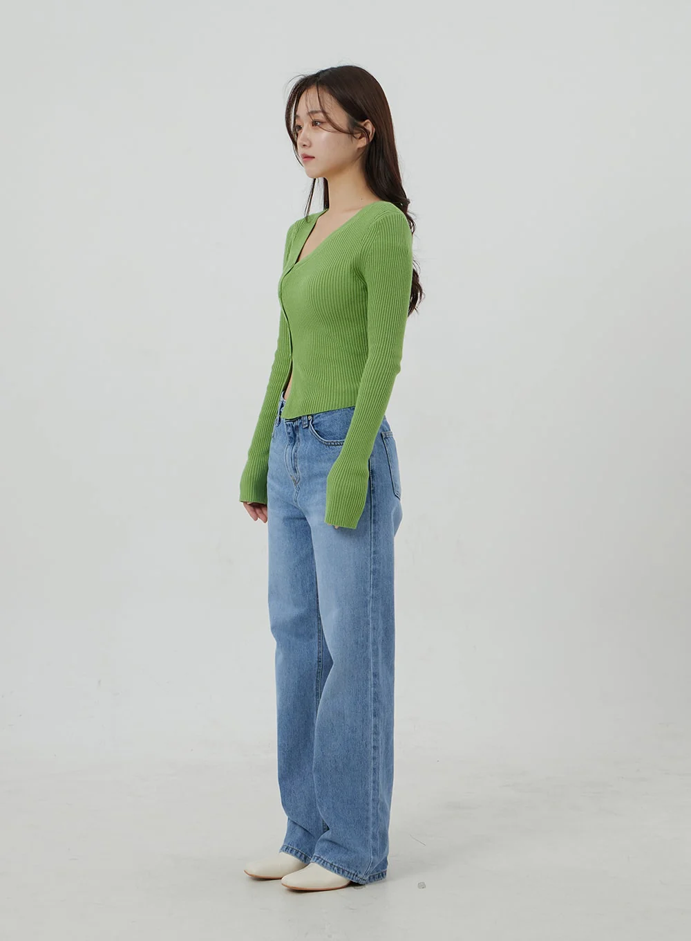 Unbalanced Ribbed Knit Button Cropped Top OJ319 - Image 12