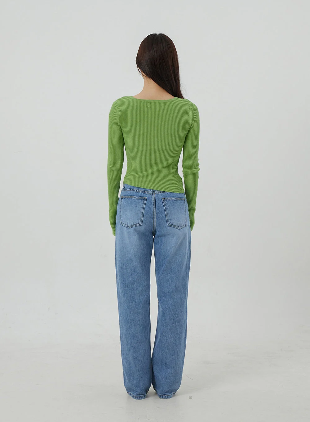 Unbalanced Ribbed Knit Button Cropped Top OJ319 - Image 13