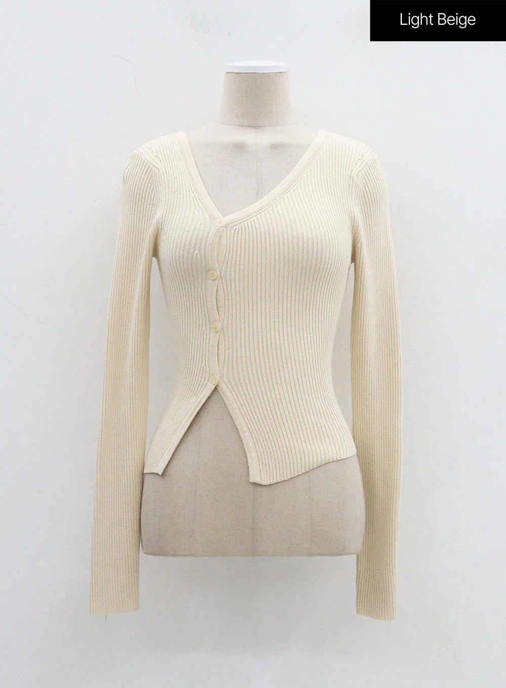 Unbalanced Ribbed Knit Button Cropped Top OJ319 - Image 14