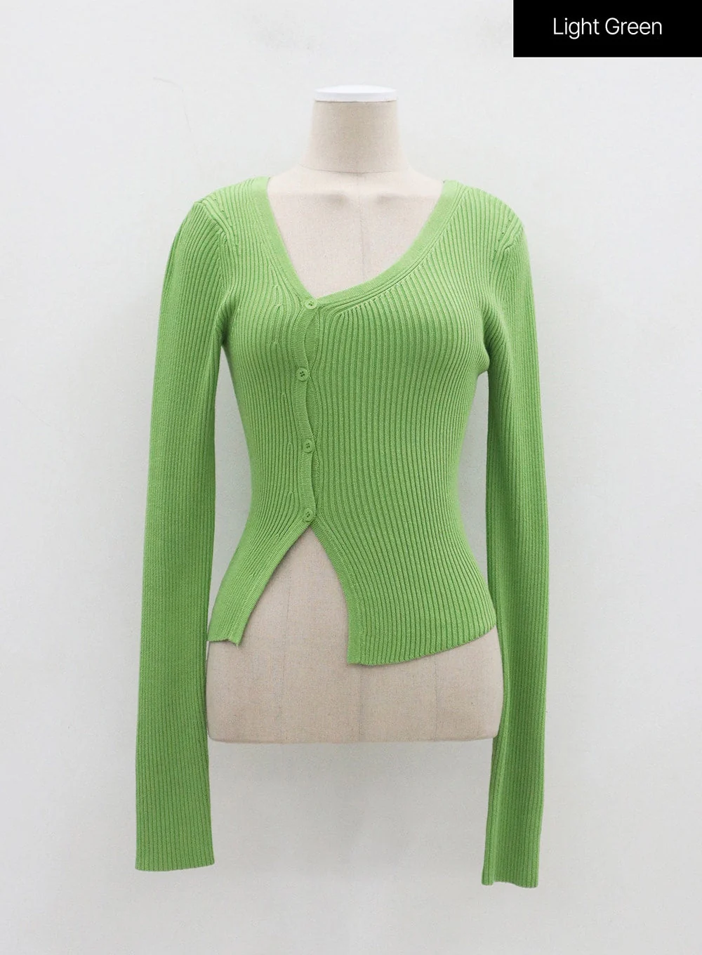 Unbalanced Ribbed Knit Button Cropped Top OJ319 - Image 15