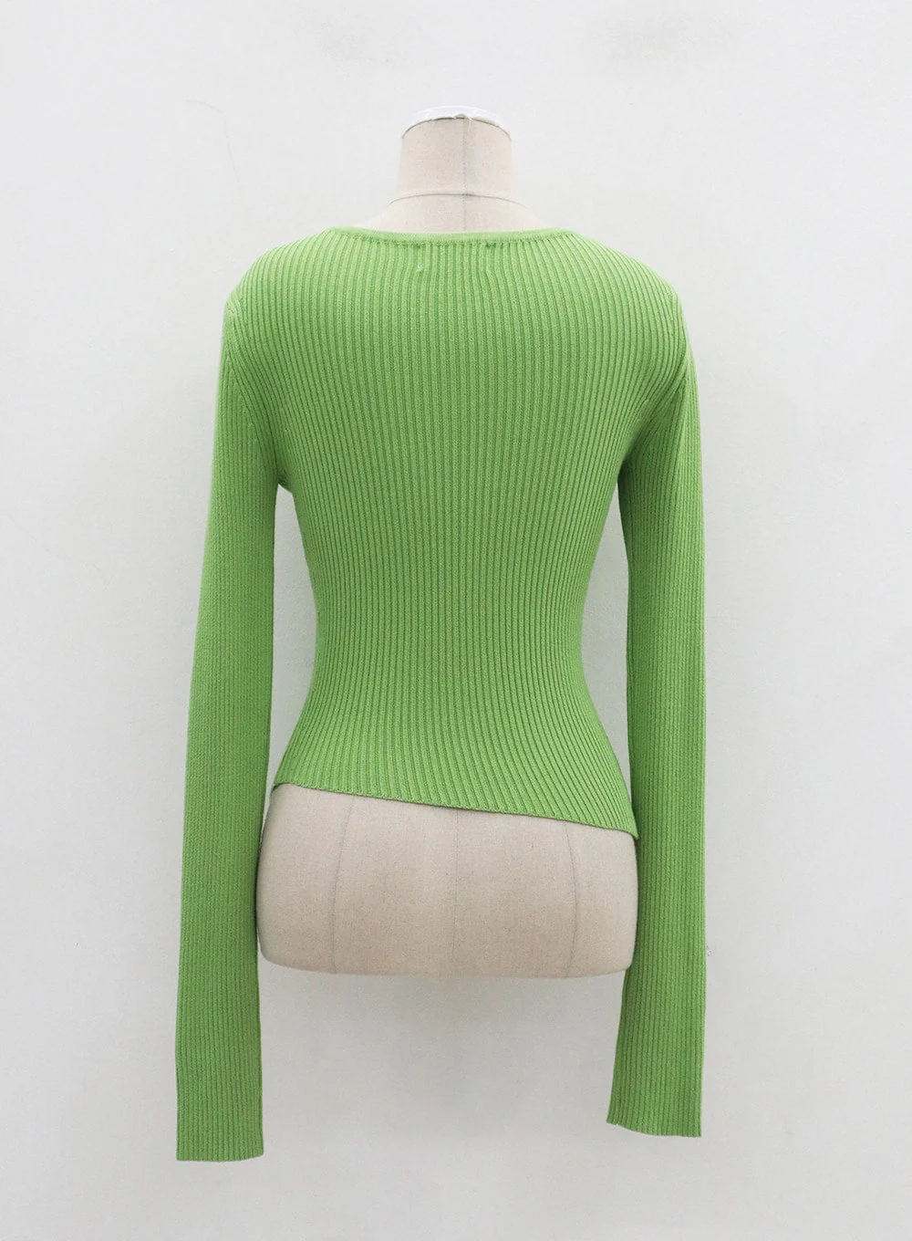 Unbalanced Ribbed Knit Button Cropped Top OJ319 - Image 16